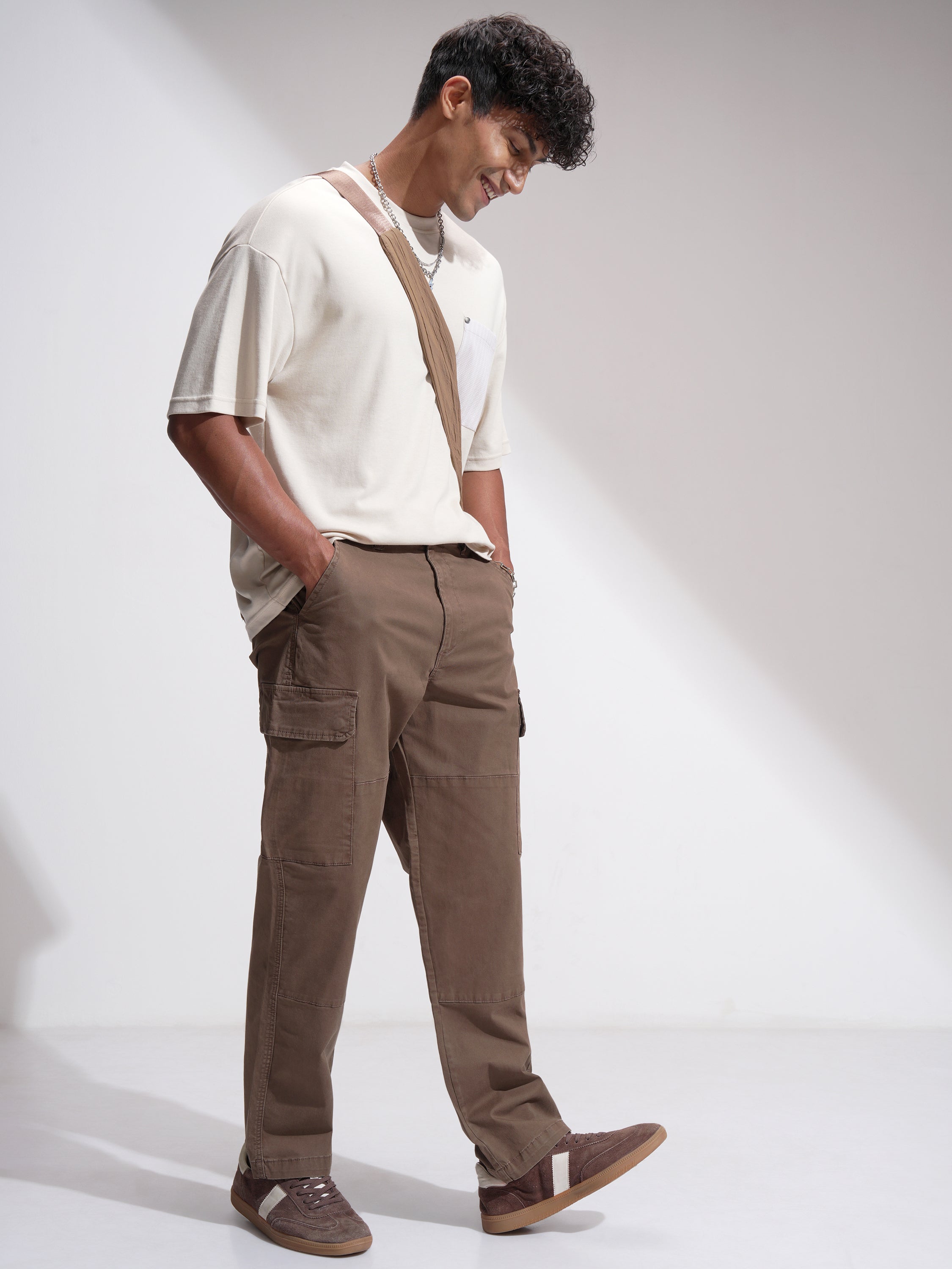 Highlander Men Brown Relaxed Fit Solid Cargo - Brown - Image 2