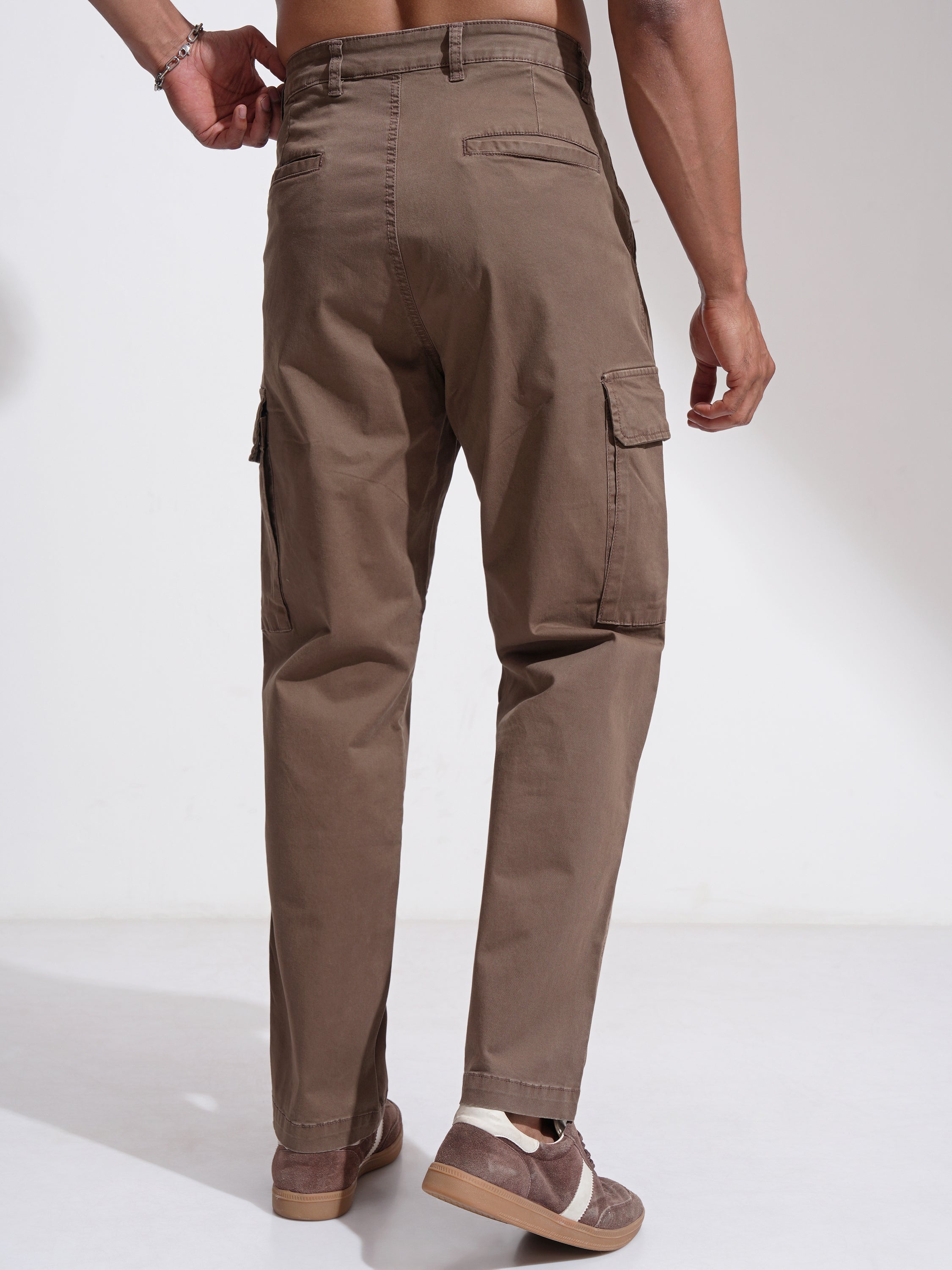 Highlander Men Brown Relaxed Fit Solid Cargo - Brown - Image 3