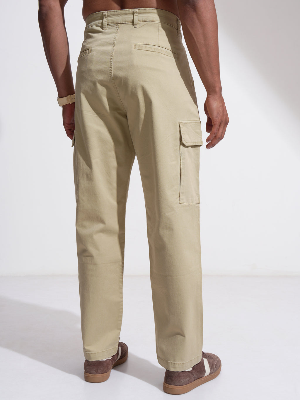 Highlander Men Beige Relaxed Fit Solid Cargo - Beige - Image 3