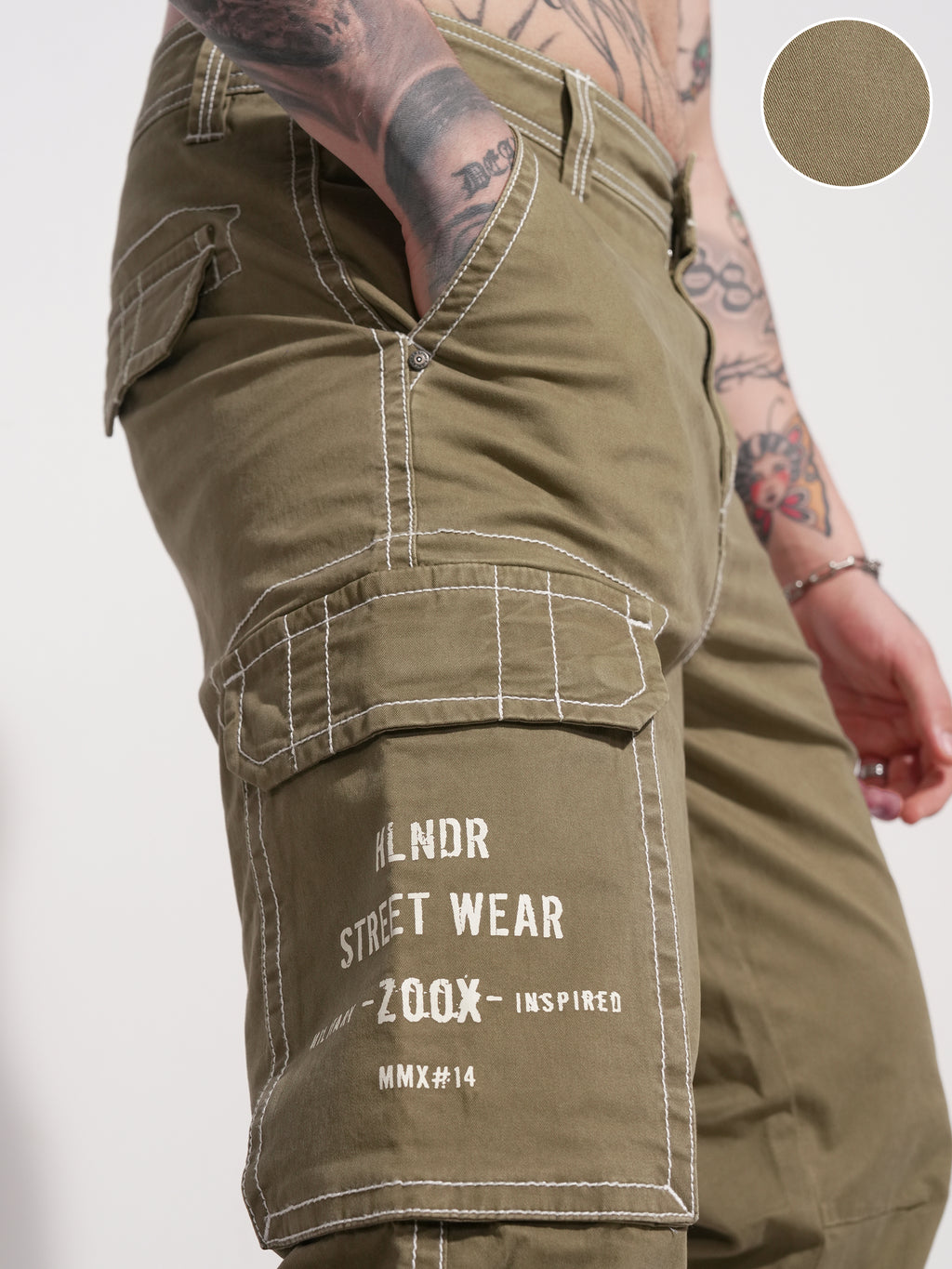 Highlander Men Brown Relaxed Fit Solid Cargo - Brown - Image 5