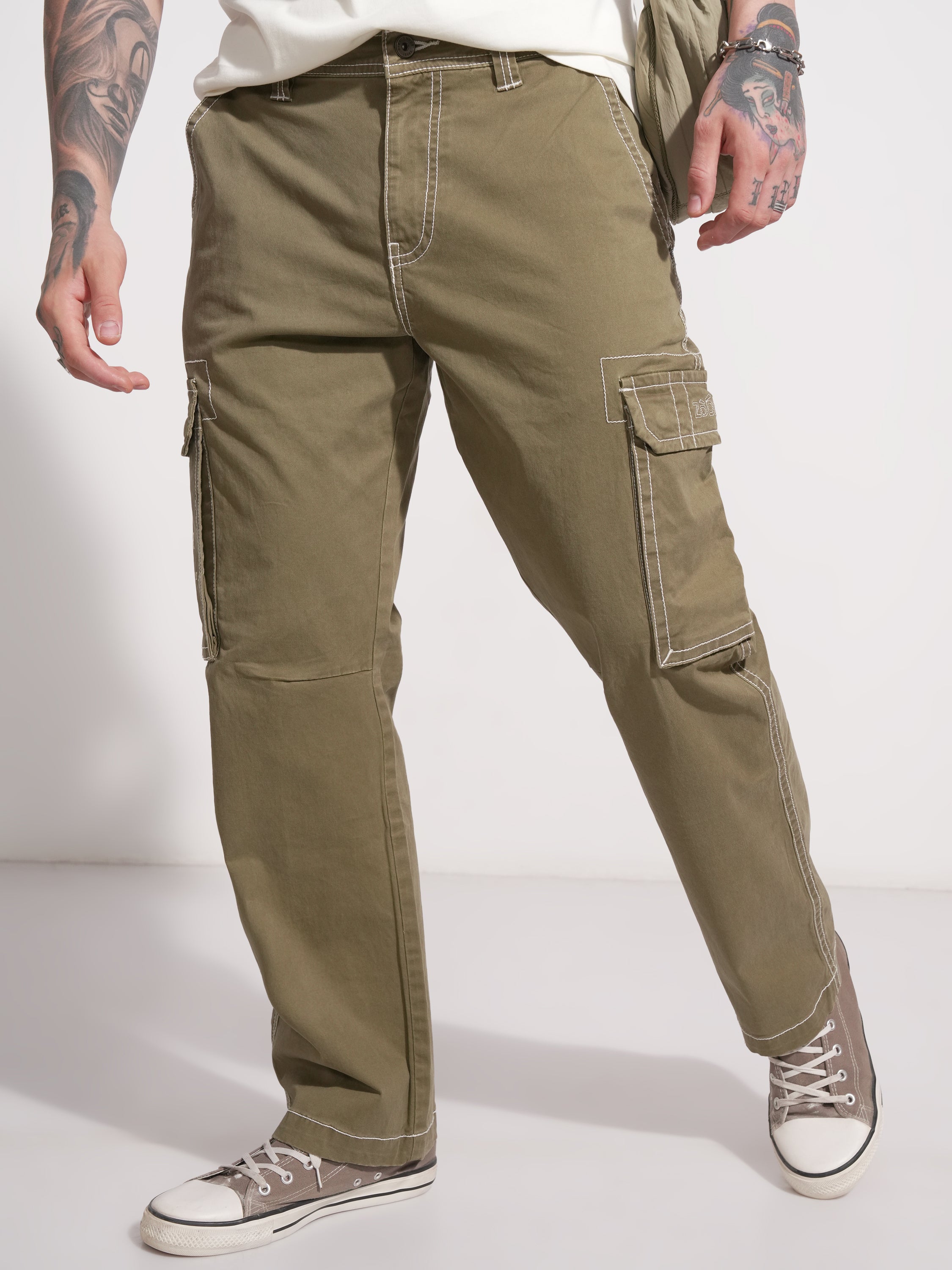 Highlander Men Brown Relaxed Fit Solid Cargo - Brown - Image 6