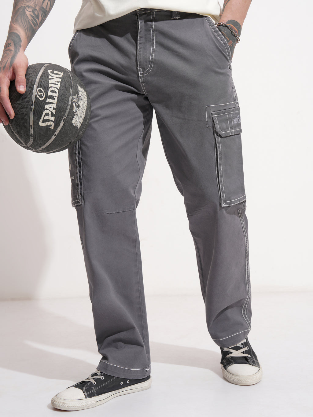 Highlander Men Grey Relaxed Fit Solid Cargo - Grey - Image 1