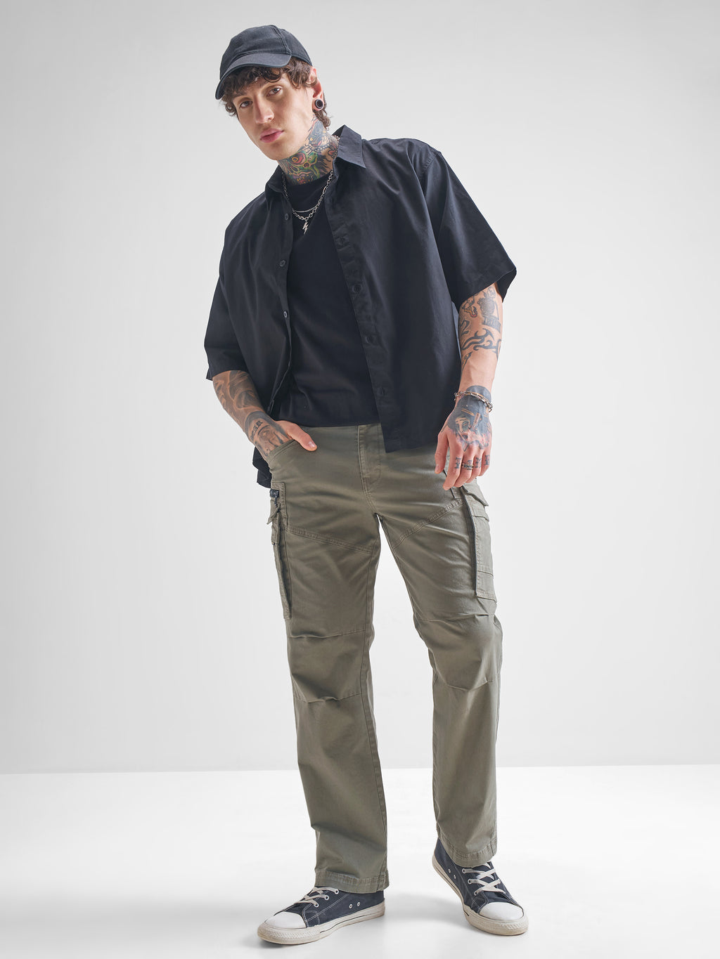 Highlander Men Olive Regular Fit Solid Cargos - Olive - Image 2
