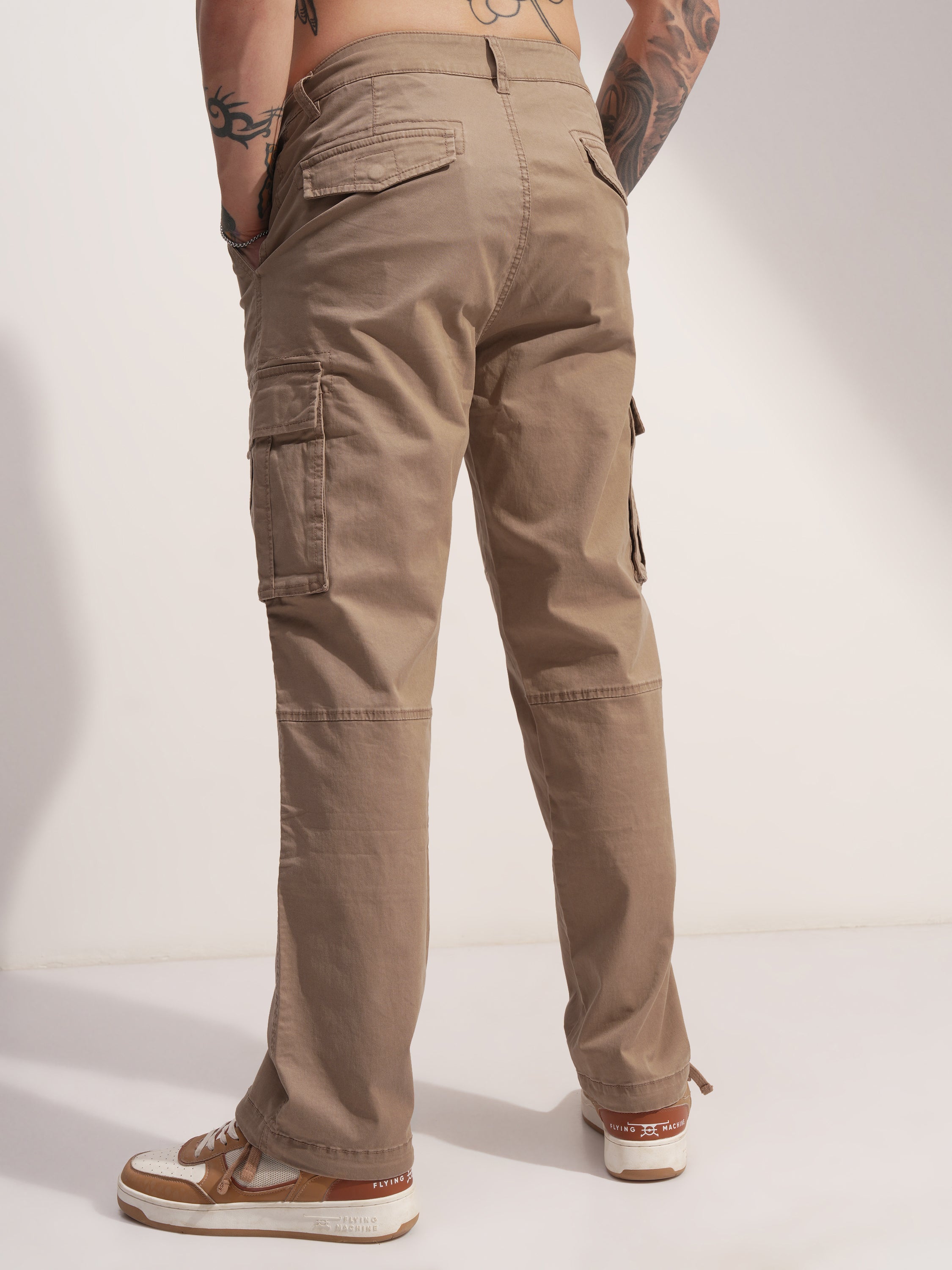 Highlander Men Brown Relaxed Fit Solid Cargo - Brown - Image 3