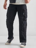 Highlander Men Black Relaxed Fit Solid Cargos - Black - Image 1