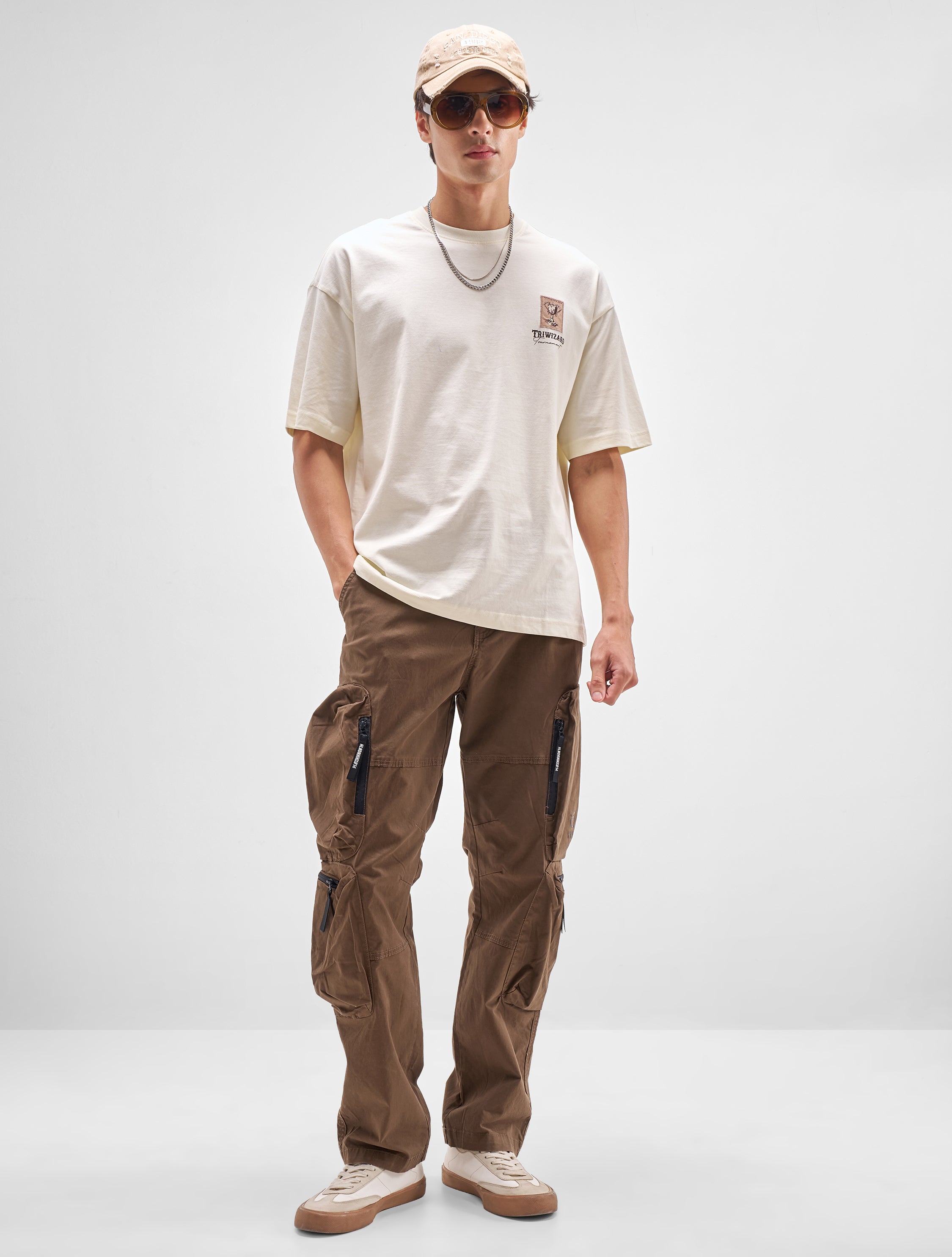 Highlander Men Brown Relaxed Fit Solid Cargos - Brown - Image 2