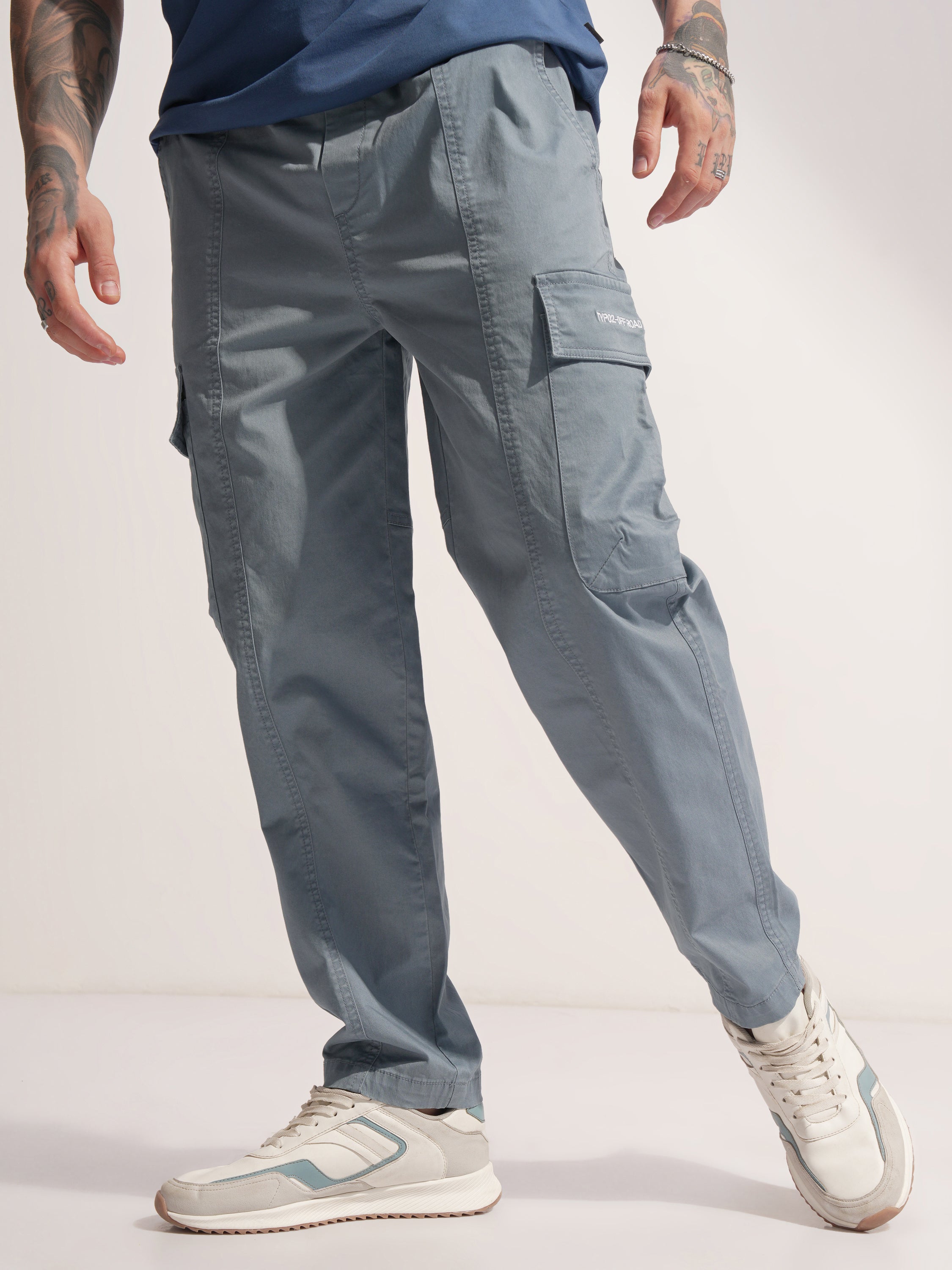 Highlander Men Grey Regular Fit Solid Cargo - Grey - Image 1