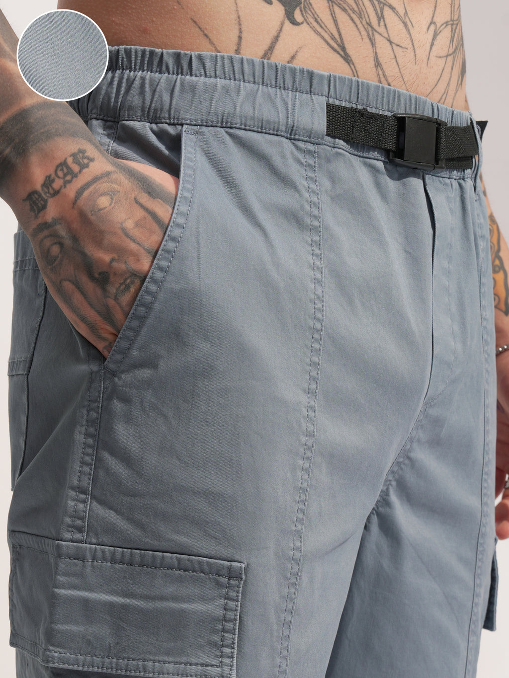 Highlander Men Grey Regular Fit Solid Cargo - Grey - Image 5