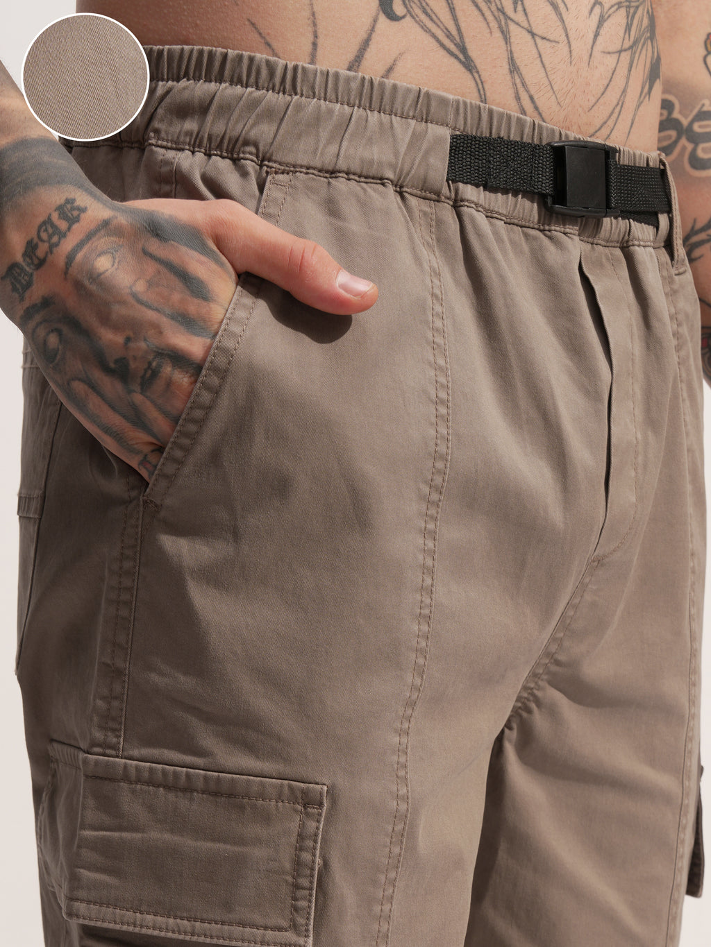 Highlander Men Brown Baggy Solid Cargo - Brown - Image 5