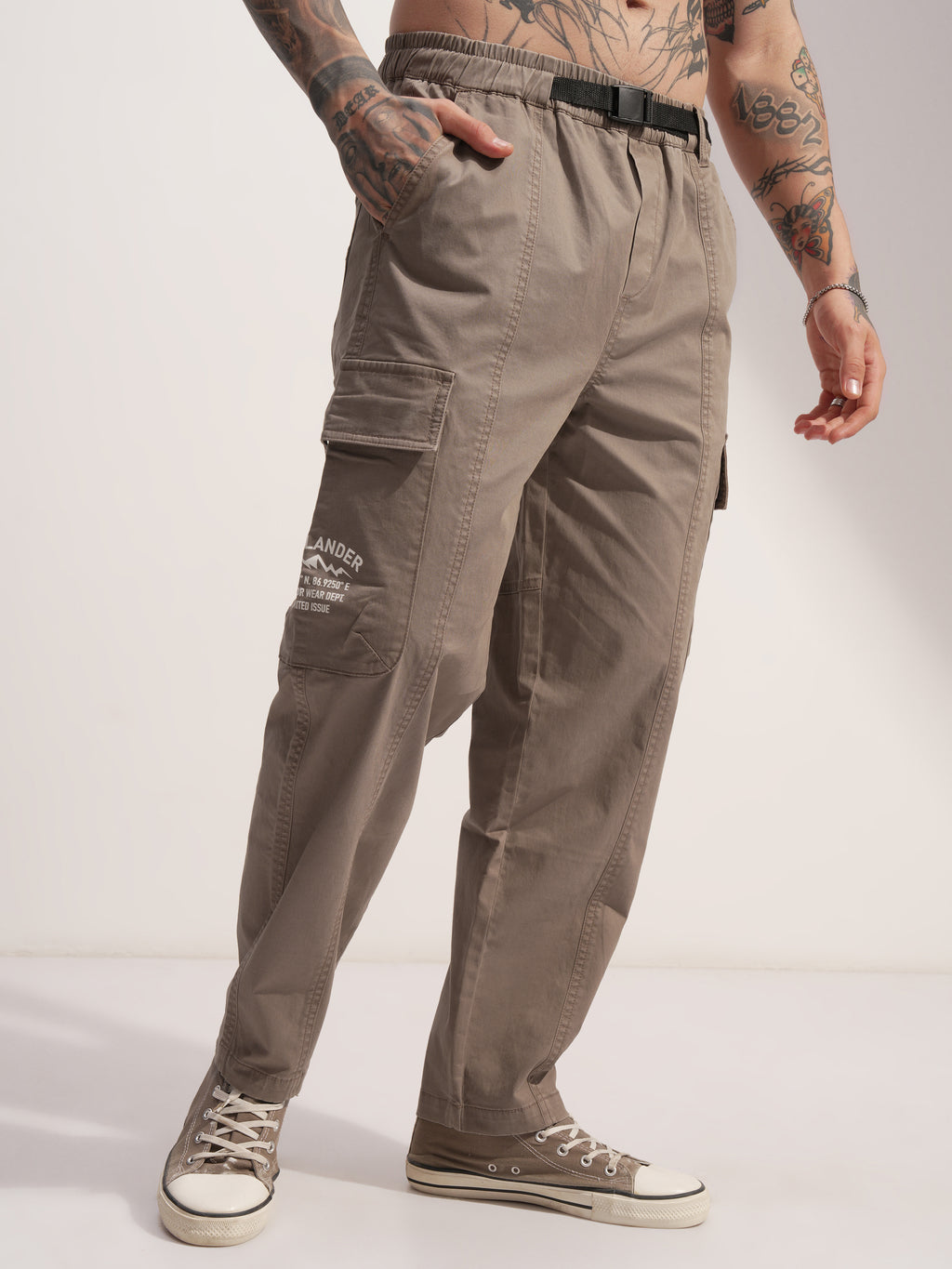 Highlander Men Brown Baggy Solid Cargo - Brown - Image 6