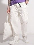 Highlander Men White Baggy Solid Cargo - White - Image 1