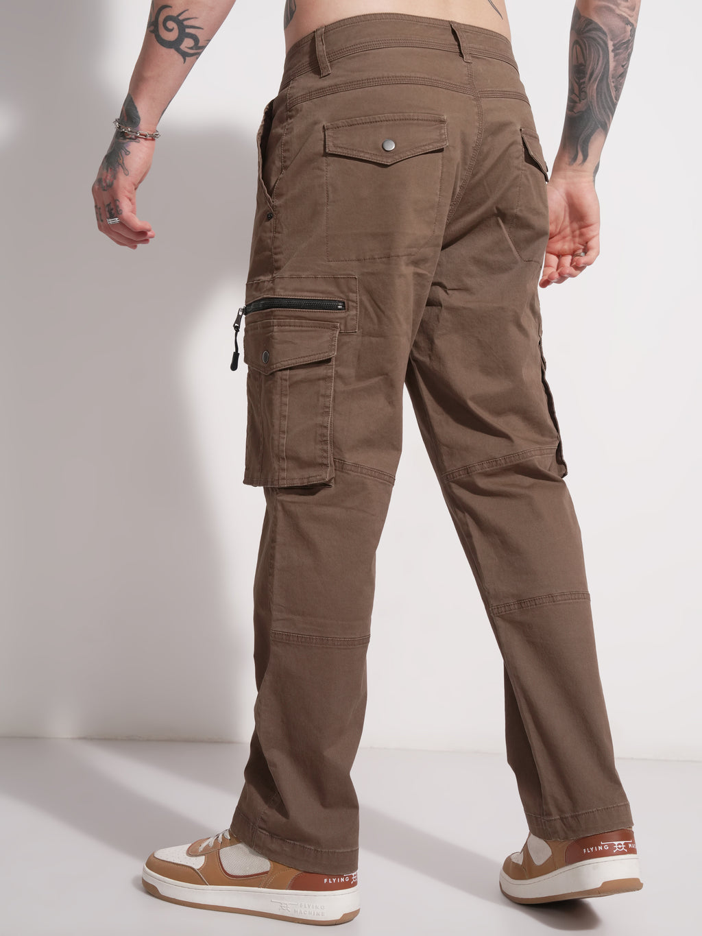Highlander Men Brown Relaxed Fit Solid Cargo - Brown - Image 3
