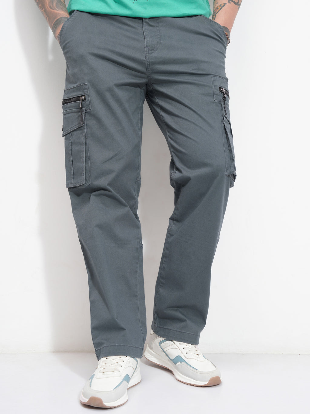 Highlander Men Grey Relaxed Fit SOlid Cargo - Grey - Image 1