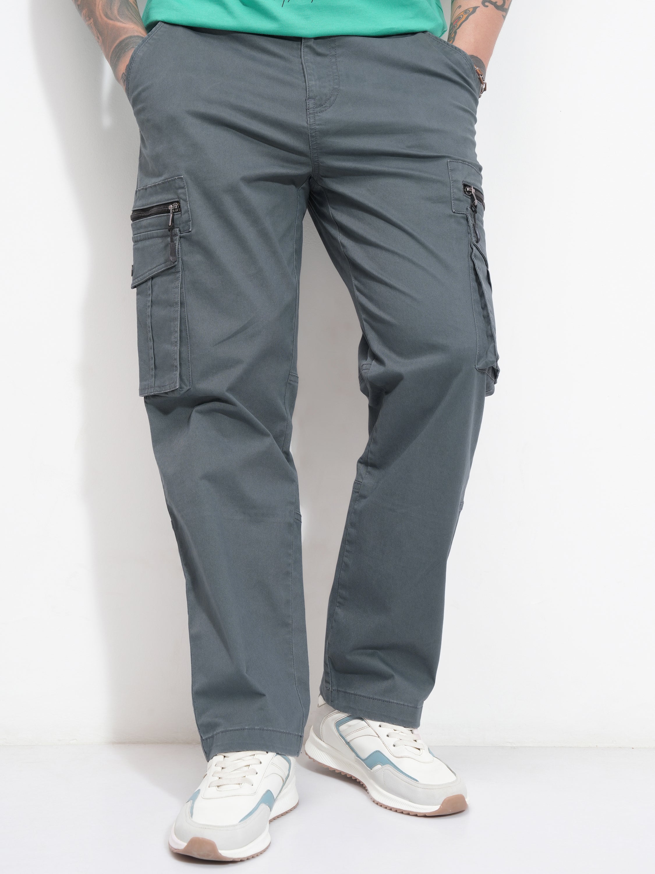 Highlander Men Grey Relaxed Fit SOlid Cargo - Grey - Image 1