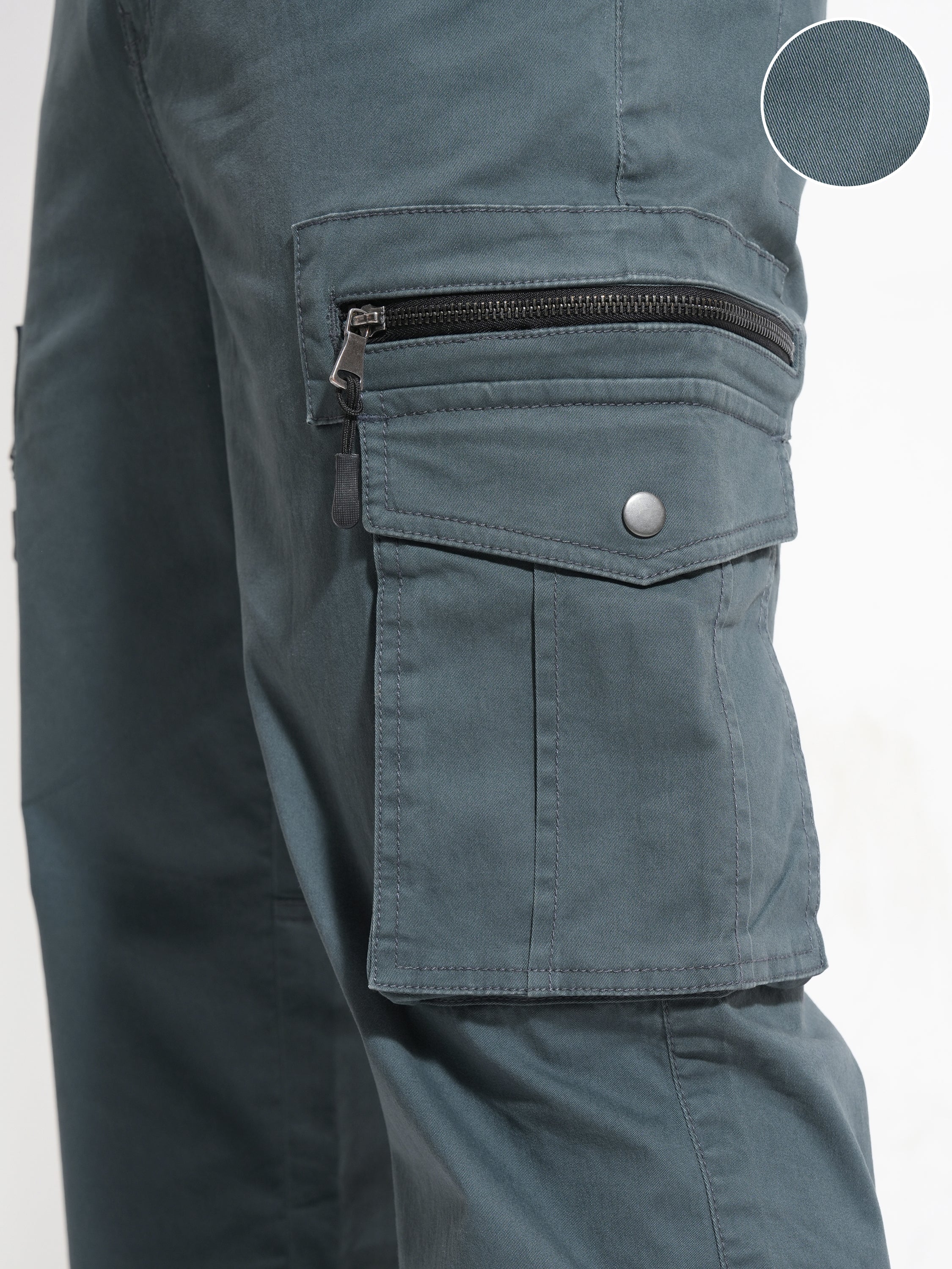 Highlander Men Grey Relaxed Fit SOlid Cargo - Grey - Image 5