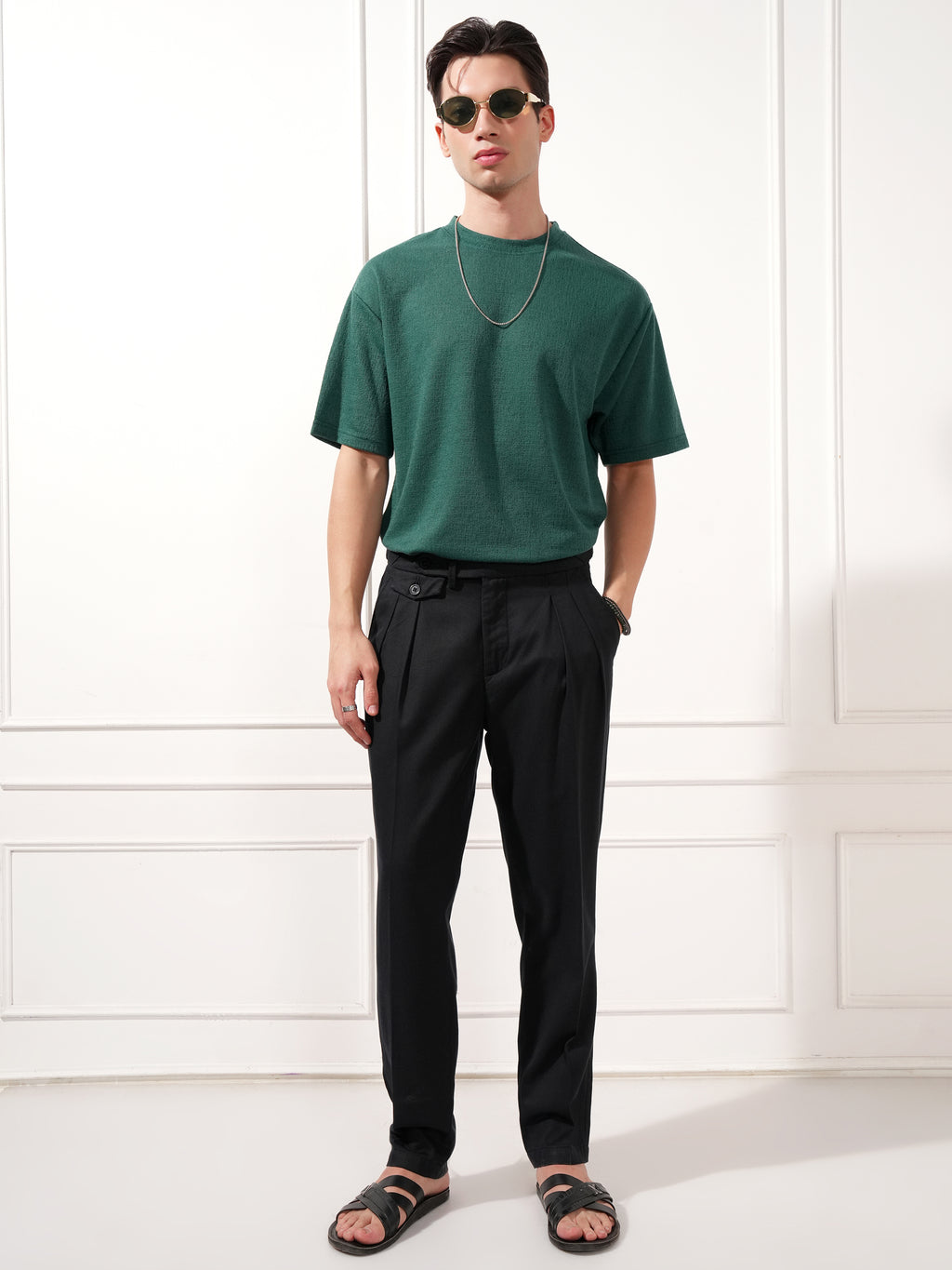 Highlander Men Black Relaxed Fit Solid Casual Trouser - Black - Image 2