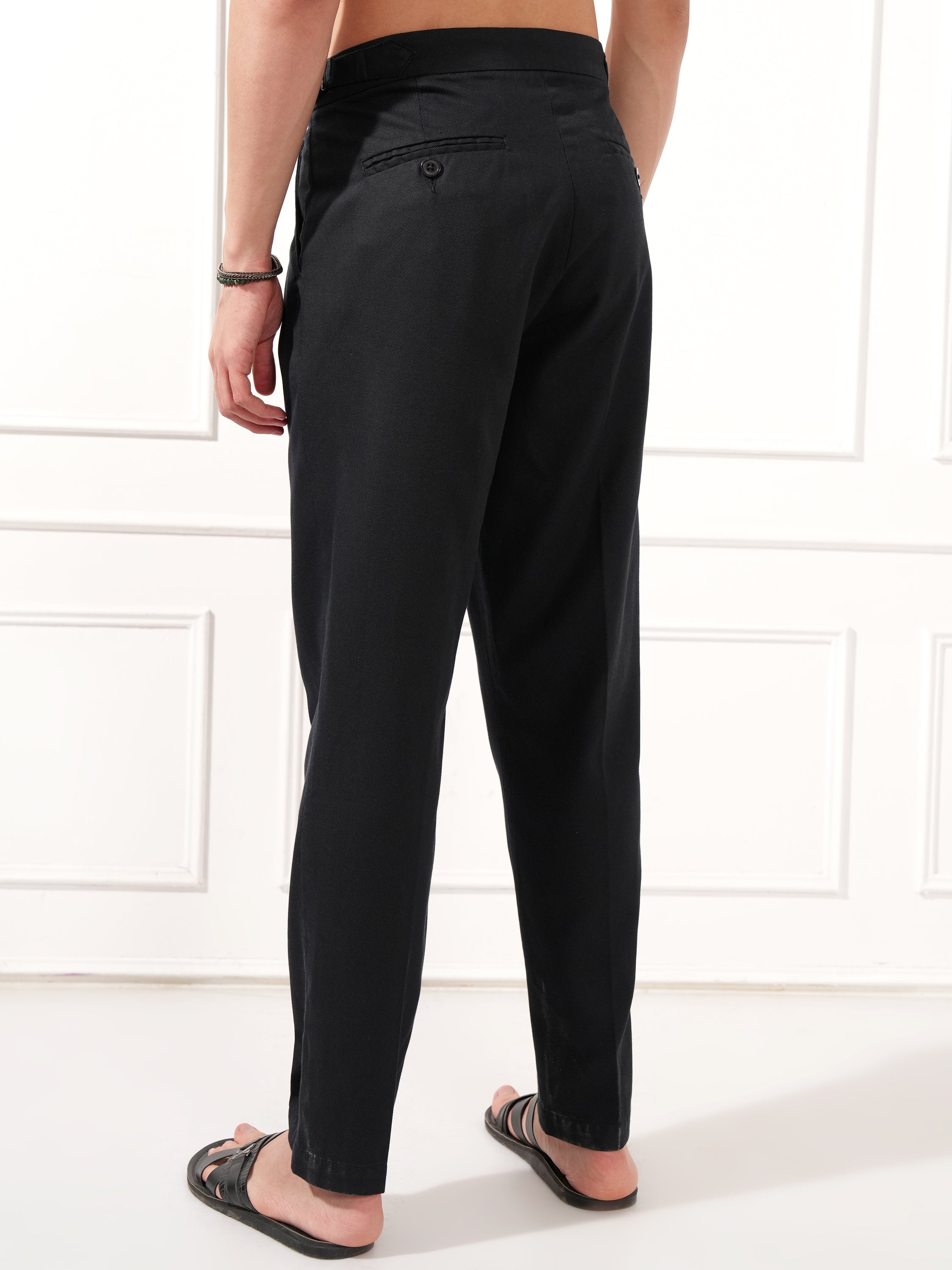Highlander Men Black Relaxed Fit Solid Casual Trouser - Black - Image 3