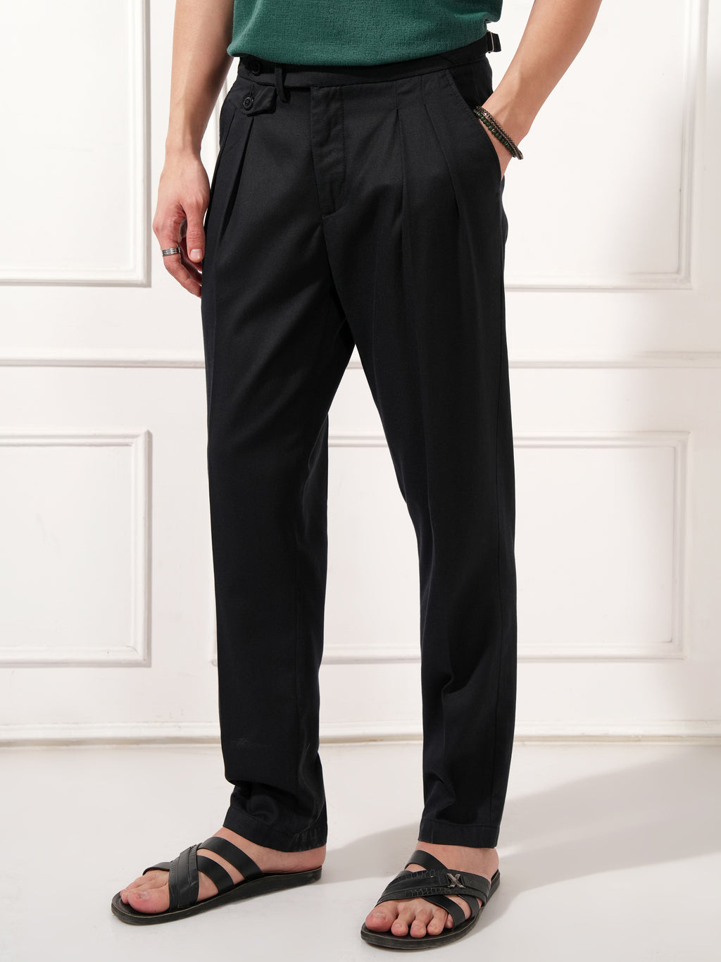 Highlander Men Black Relaxed Fit Solid Casual Trouser - Black - Image 4