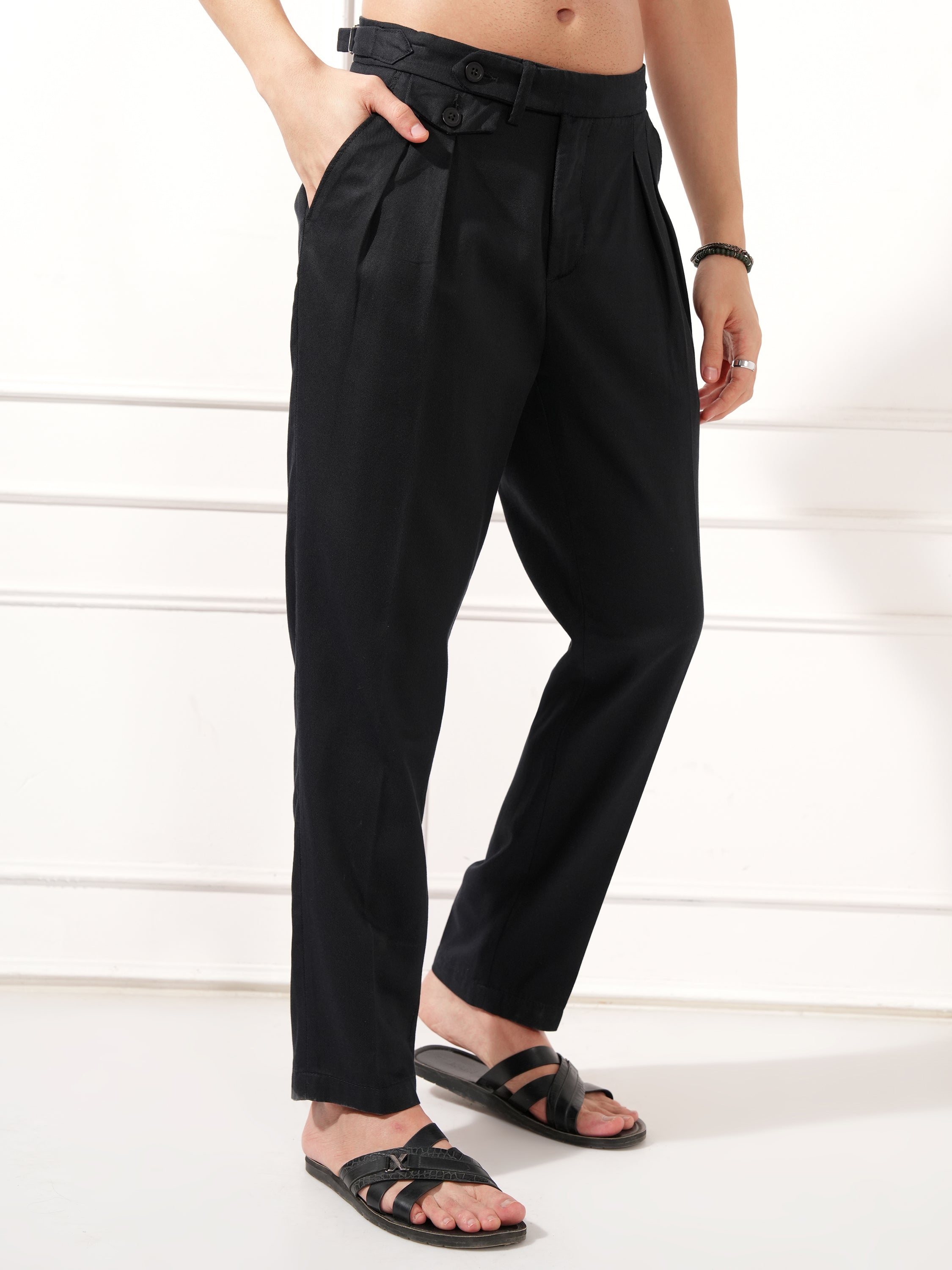Highlander Men Black Relaxed Fit Solid Casual Trouser - Black - Image 6