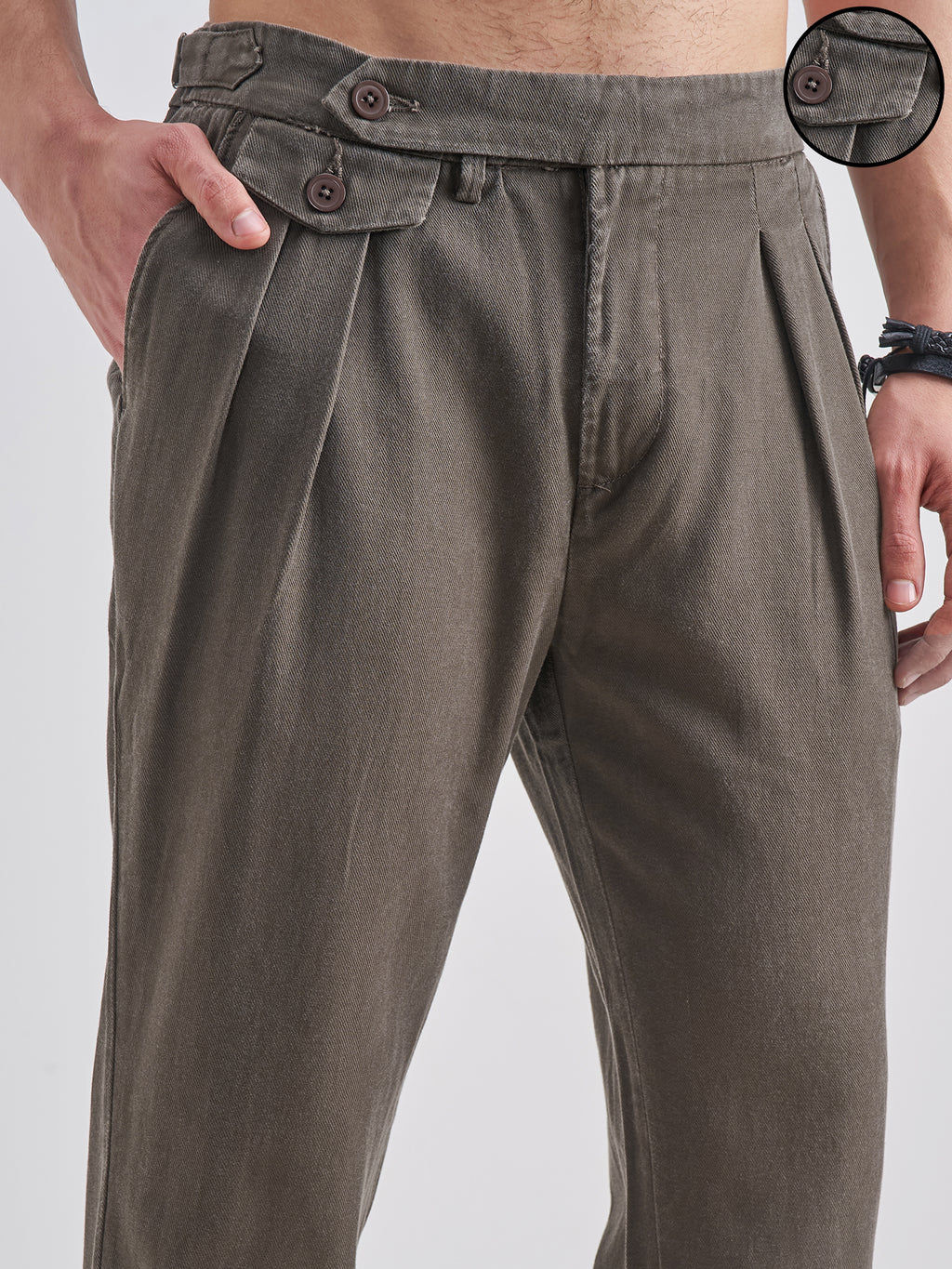 Highlander Men Olive Regular Fit Solid Trouser - Olive - Image 5