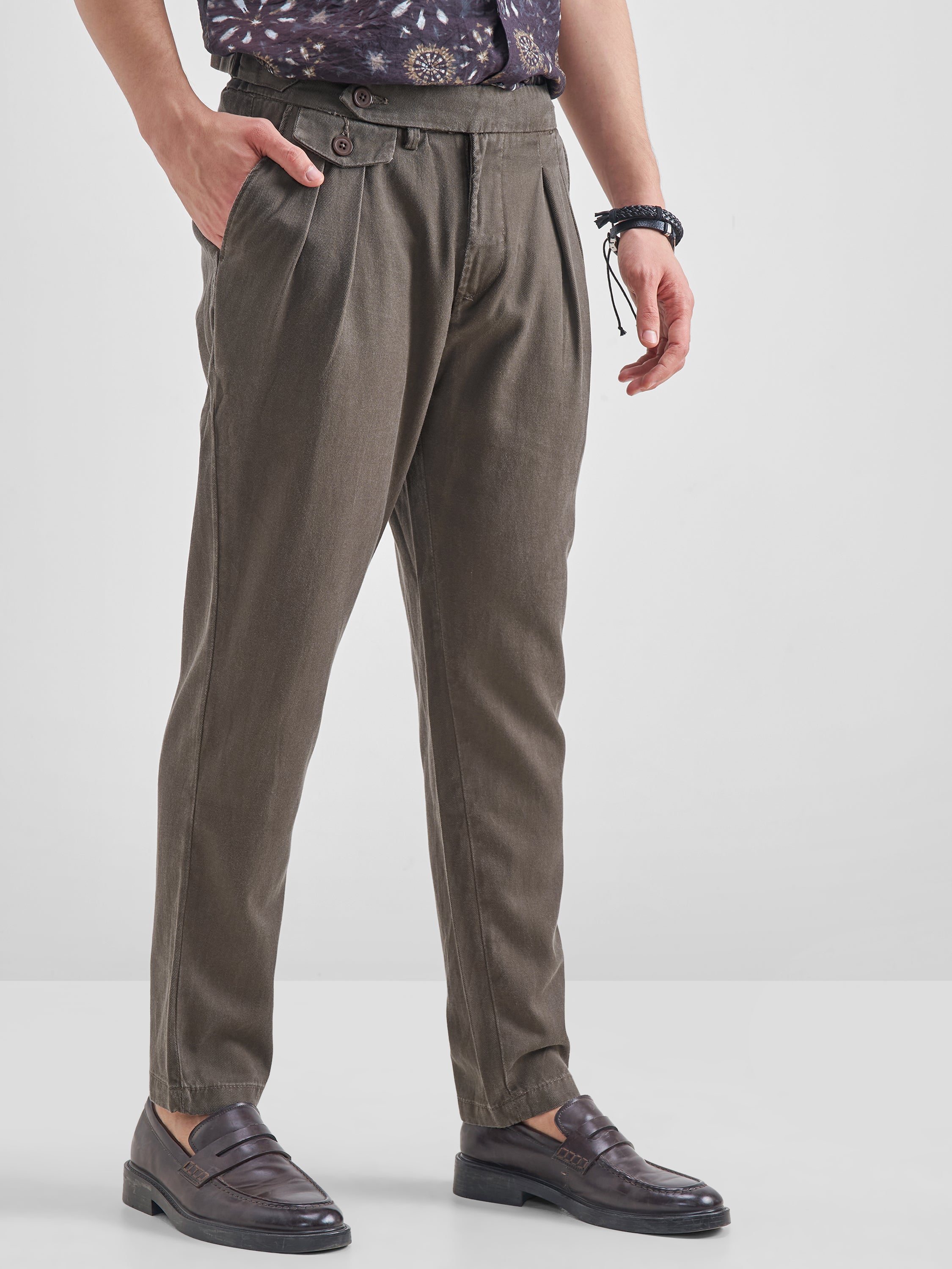 Highlander Men Olive Regular Fit Solid Trouser - Olive - Image 6