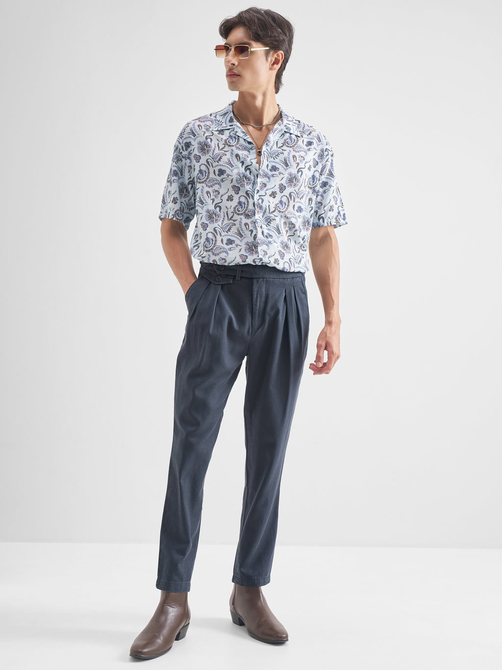 Highlander Men Blue Tapered Fit Casual Trouser - Blue - Image 2