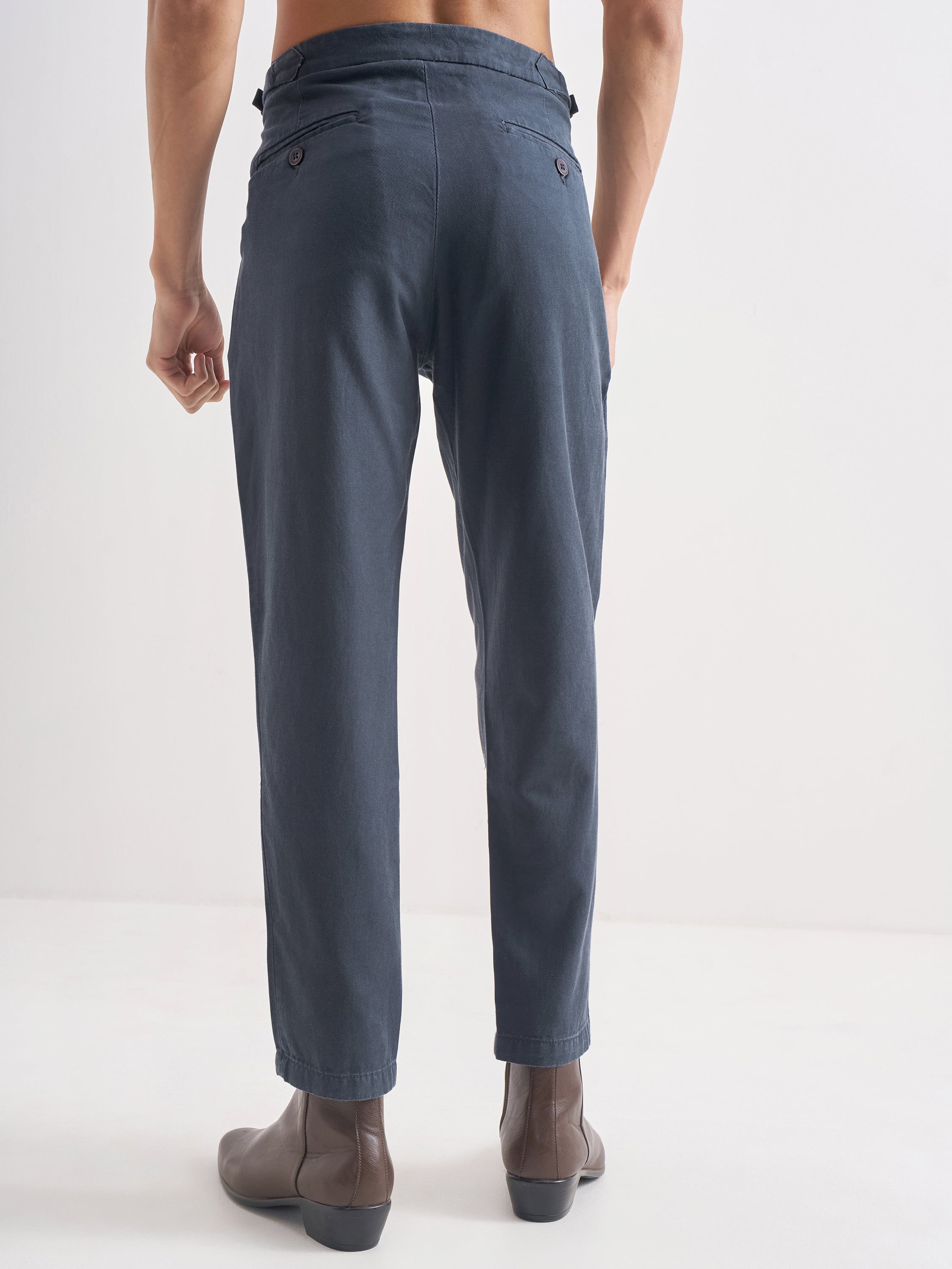 Highlander Men Blue Tapered Fit Casual Trouser - Blue - Image 3