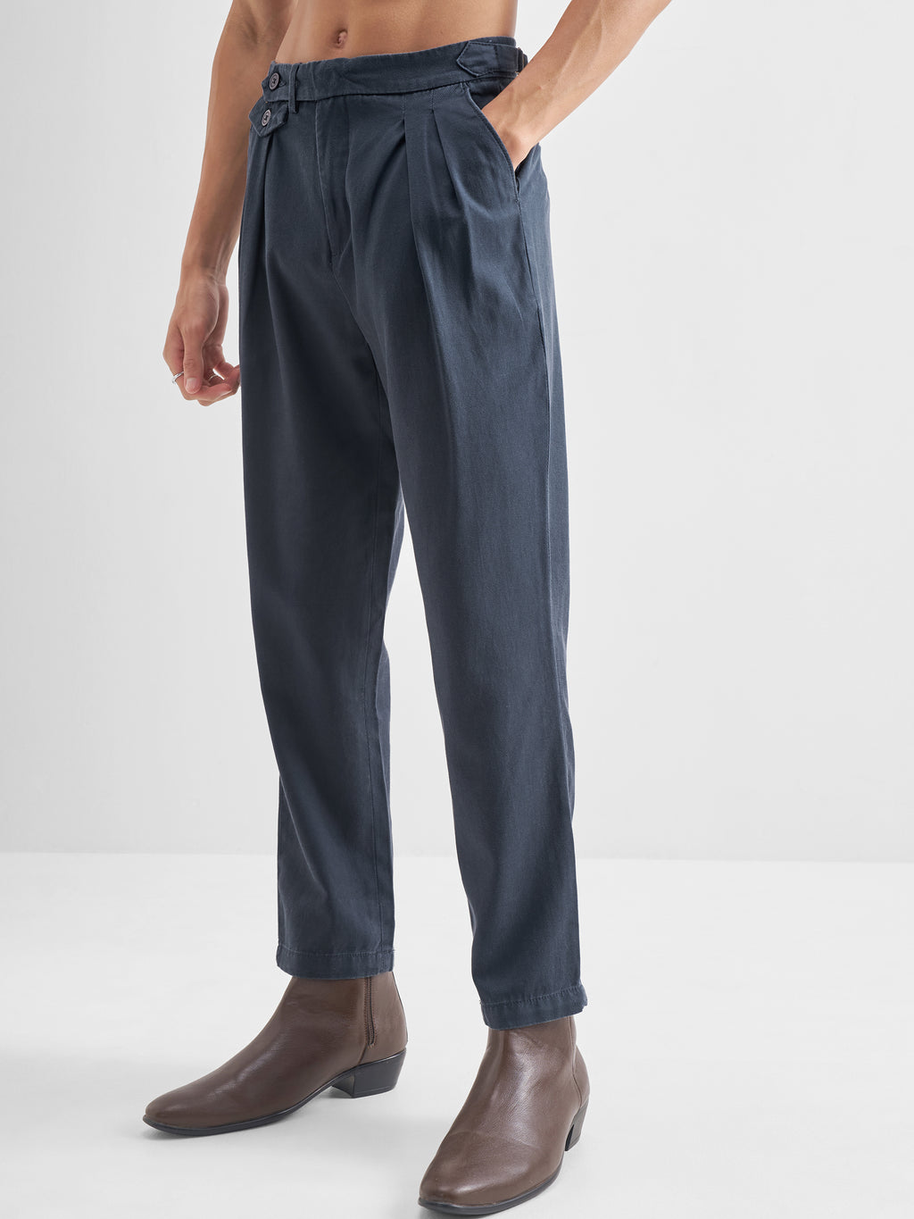 Highlander Men Blue Tapered Fit Casual Trouser - Blue - Image 4