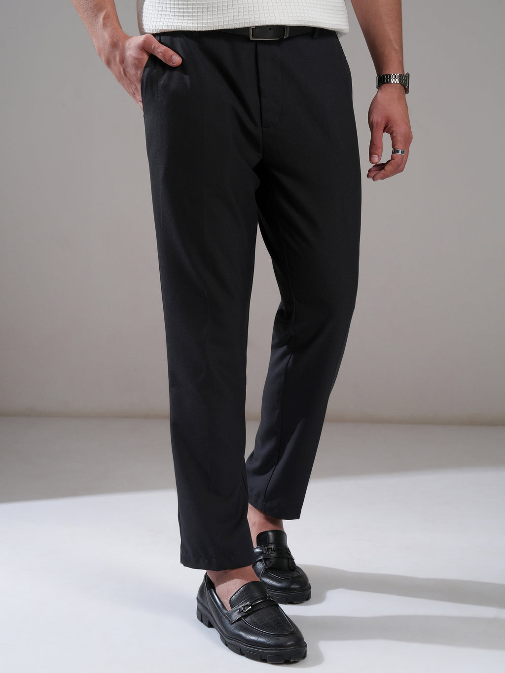 Highlander Men Blue Relaxed Fit Solid Casual Trouser - Blue - Image 6