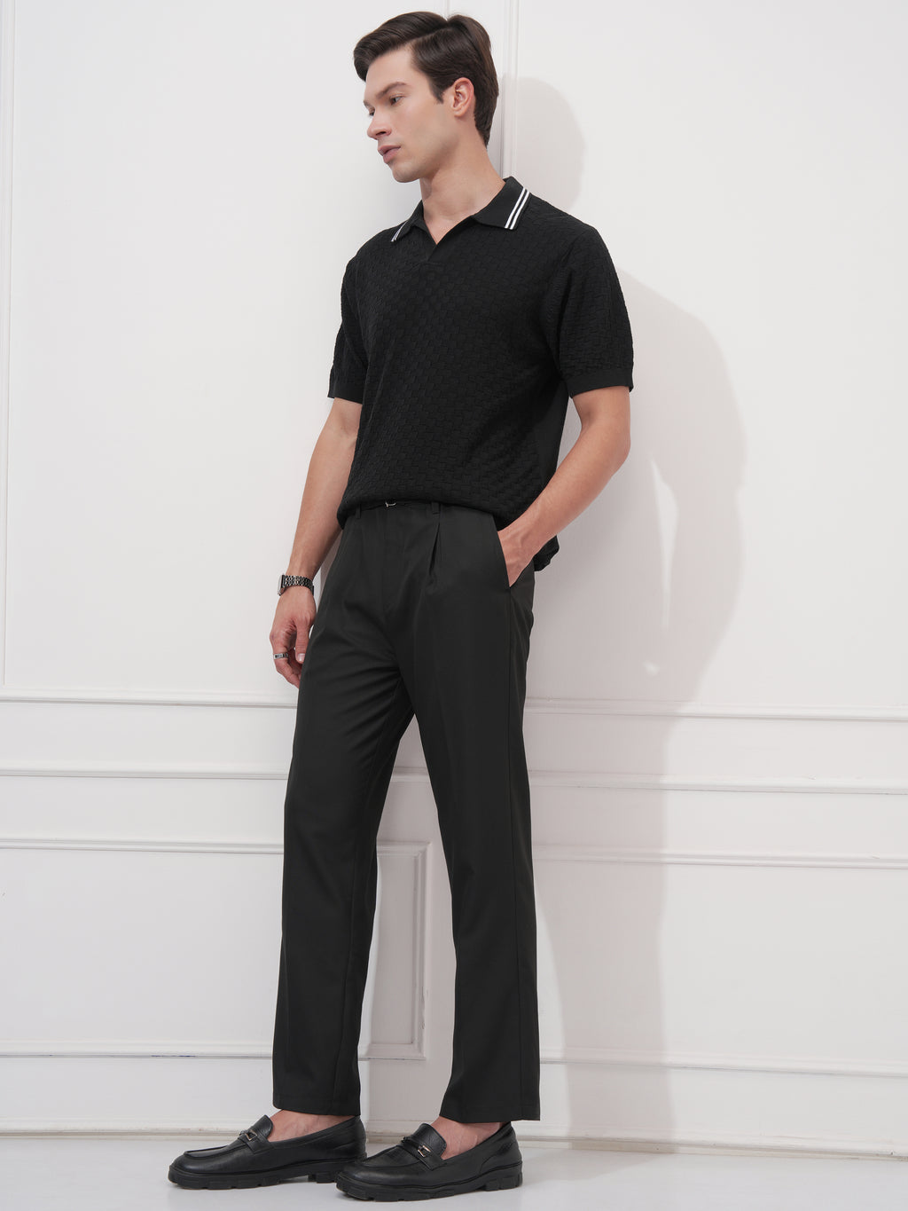 Highlander Men Black Straight Fit Solid Casual Trouser - Black - Image 2