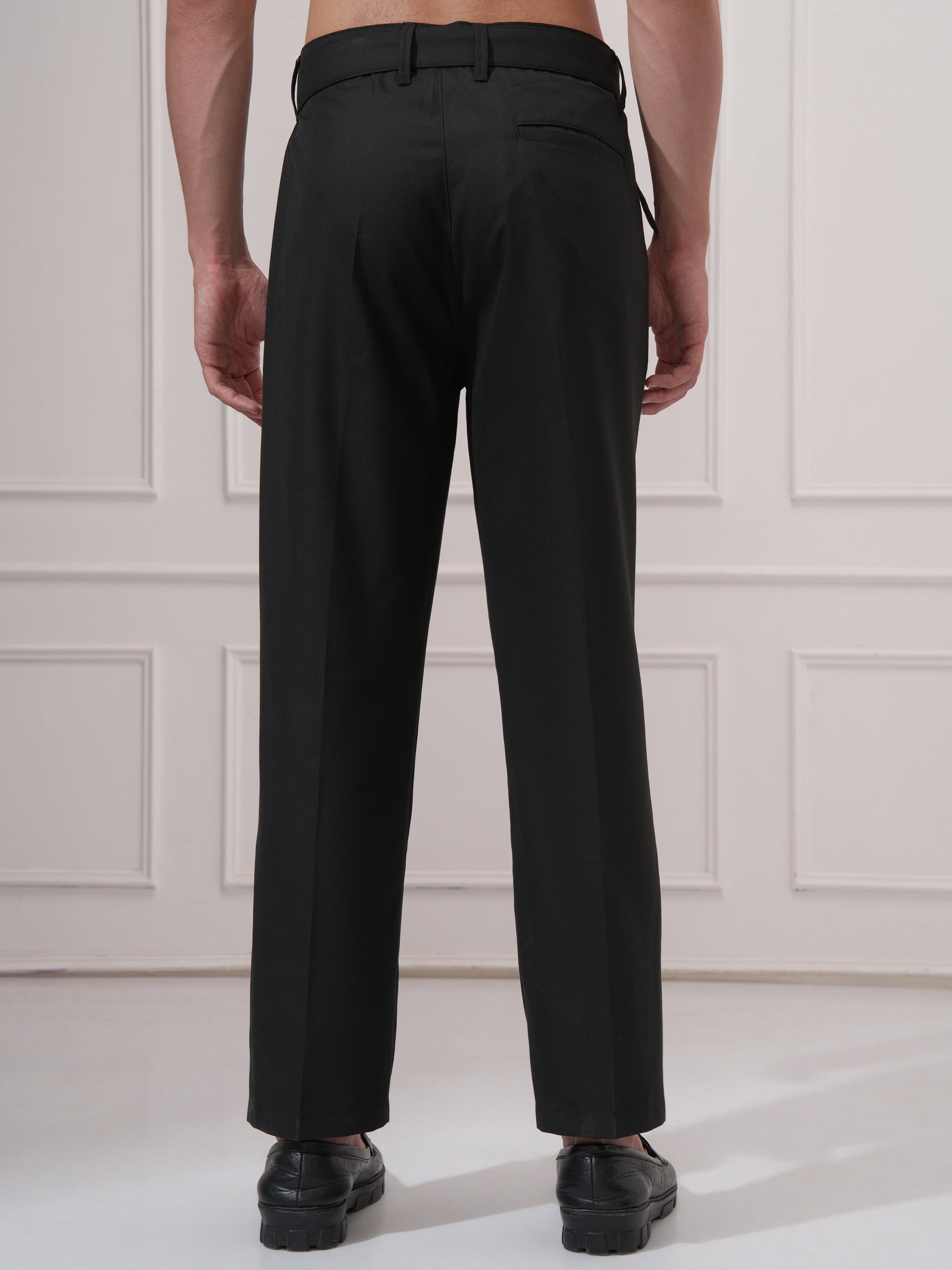 Highlander Men Black Straight Fit Solid Casual Trouser - Black - Image 3