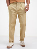 Highlander Men Brown Regular Fit Solid Korean Pant - Brown - Image 1