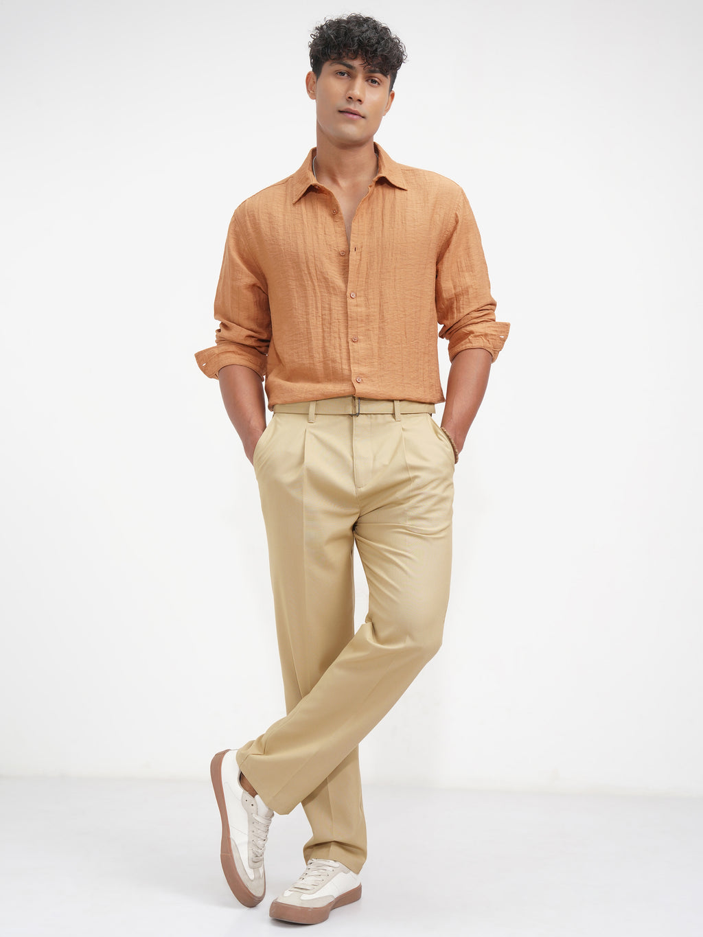 Highlander Men Brown Regular Fit Solid Korean Pant - Brown - Image 2