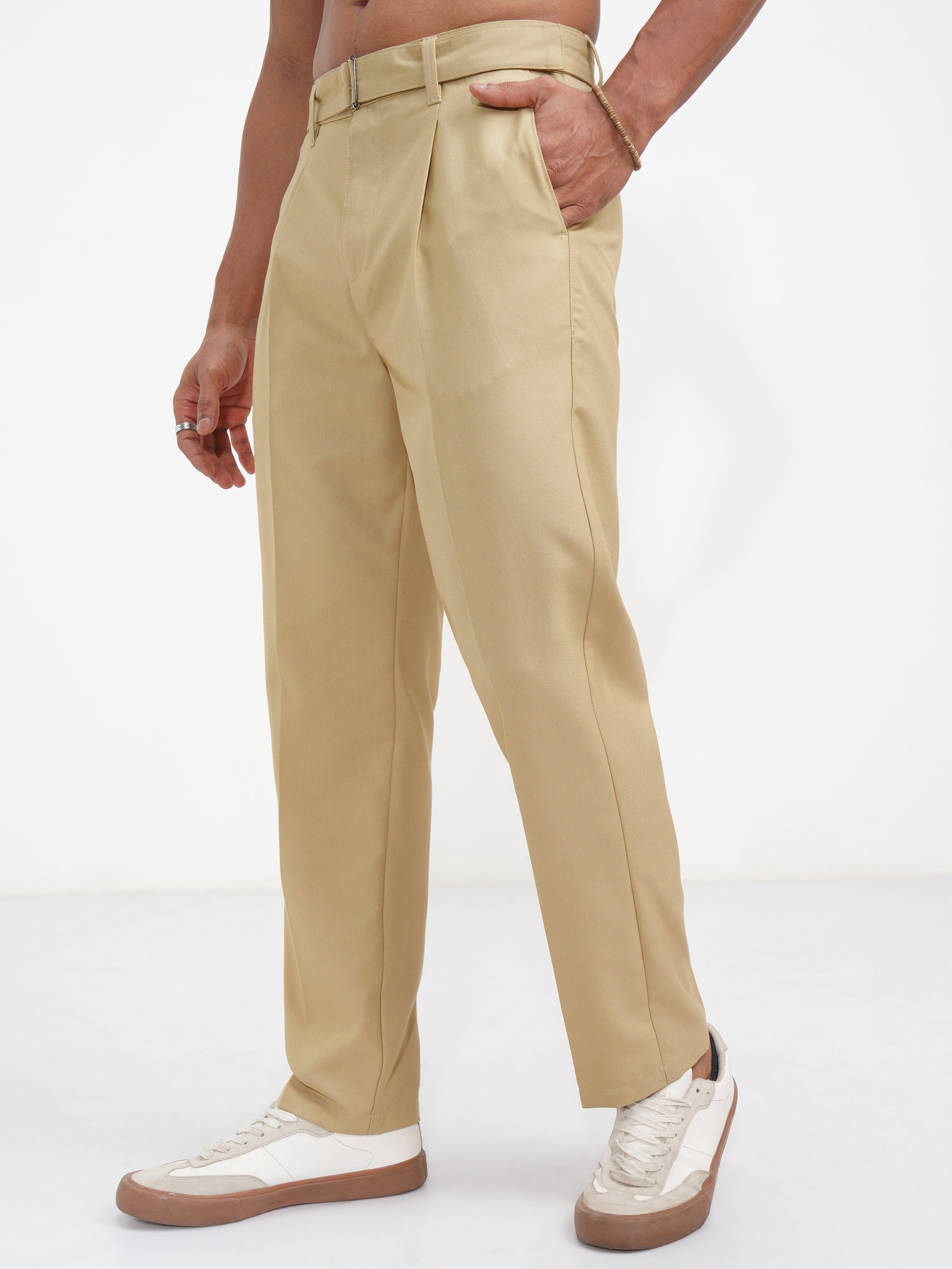 Highlander Men Brown Regular Fit Solid Korean Pant - Brown - Image 4