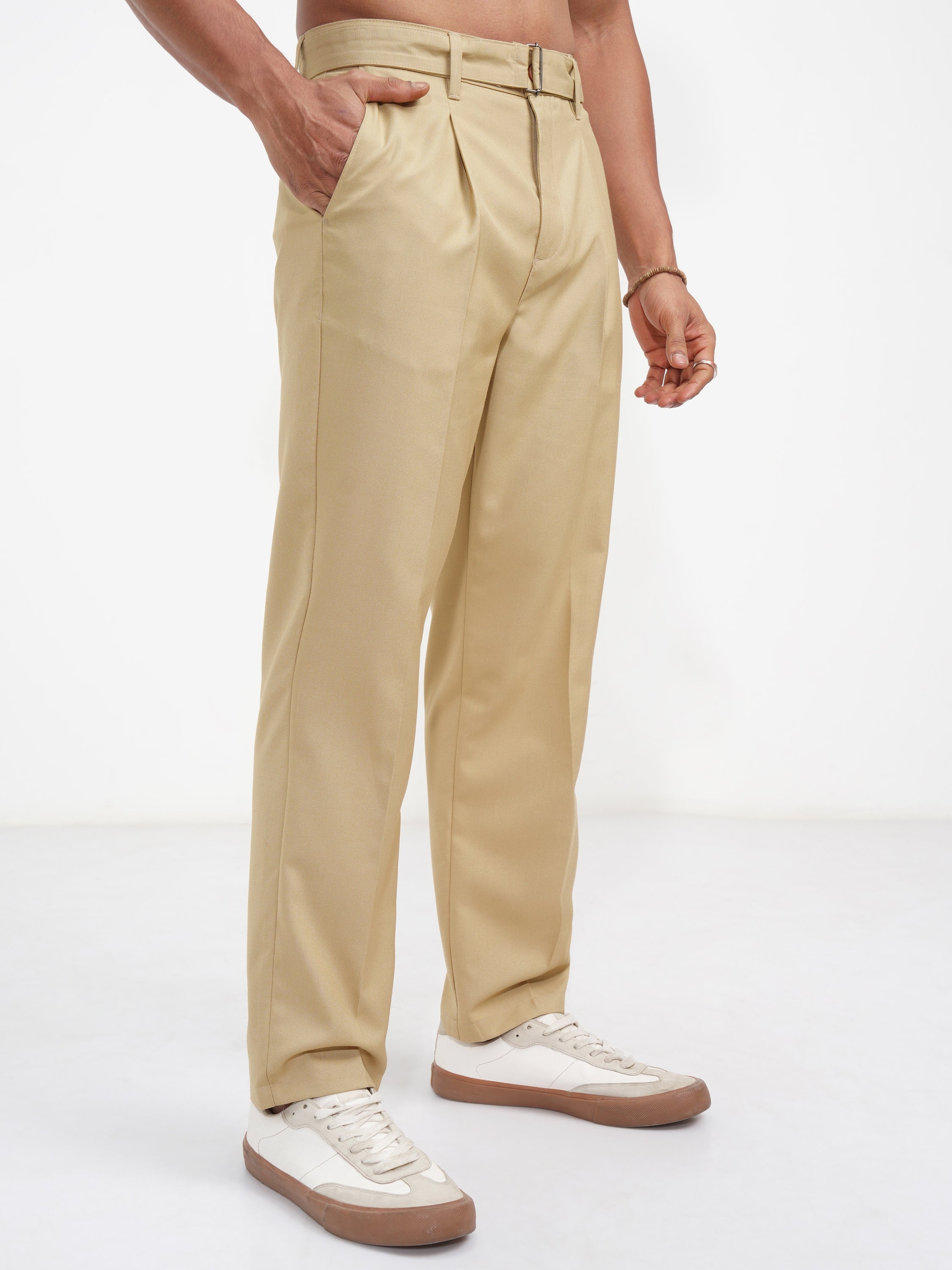 Highlander Men Brown Regular Fit Solid Korean Pant - Brown - Image 6
