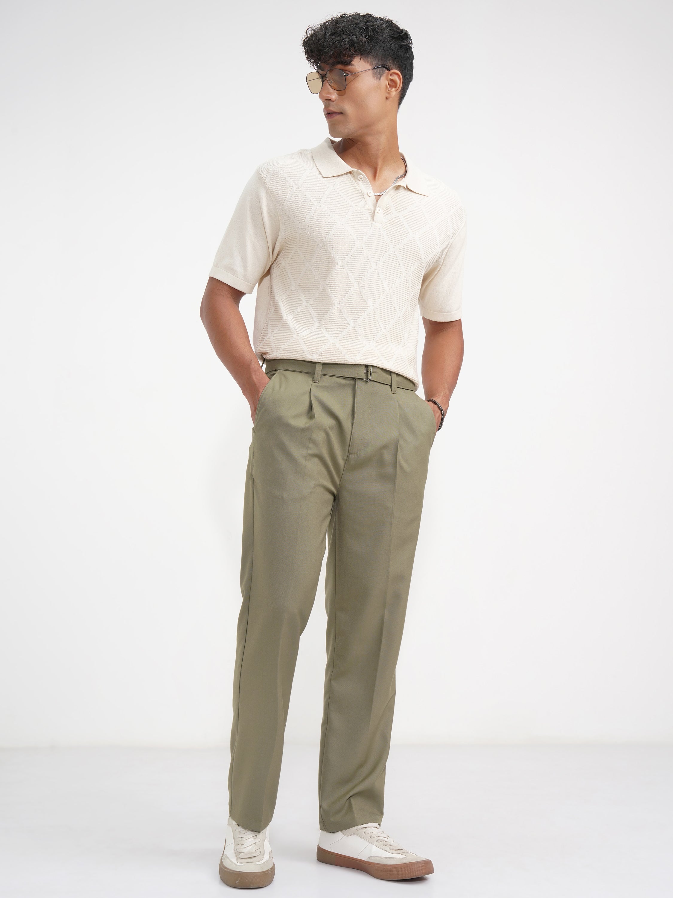 Highlander Men Green Regular Fit Solid Korean Pant - Green - Image 2