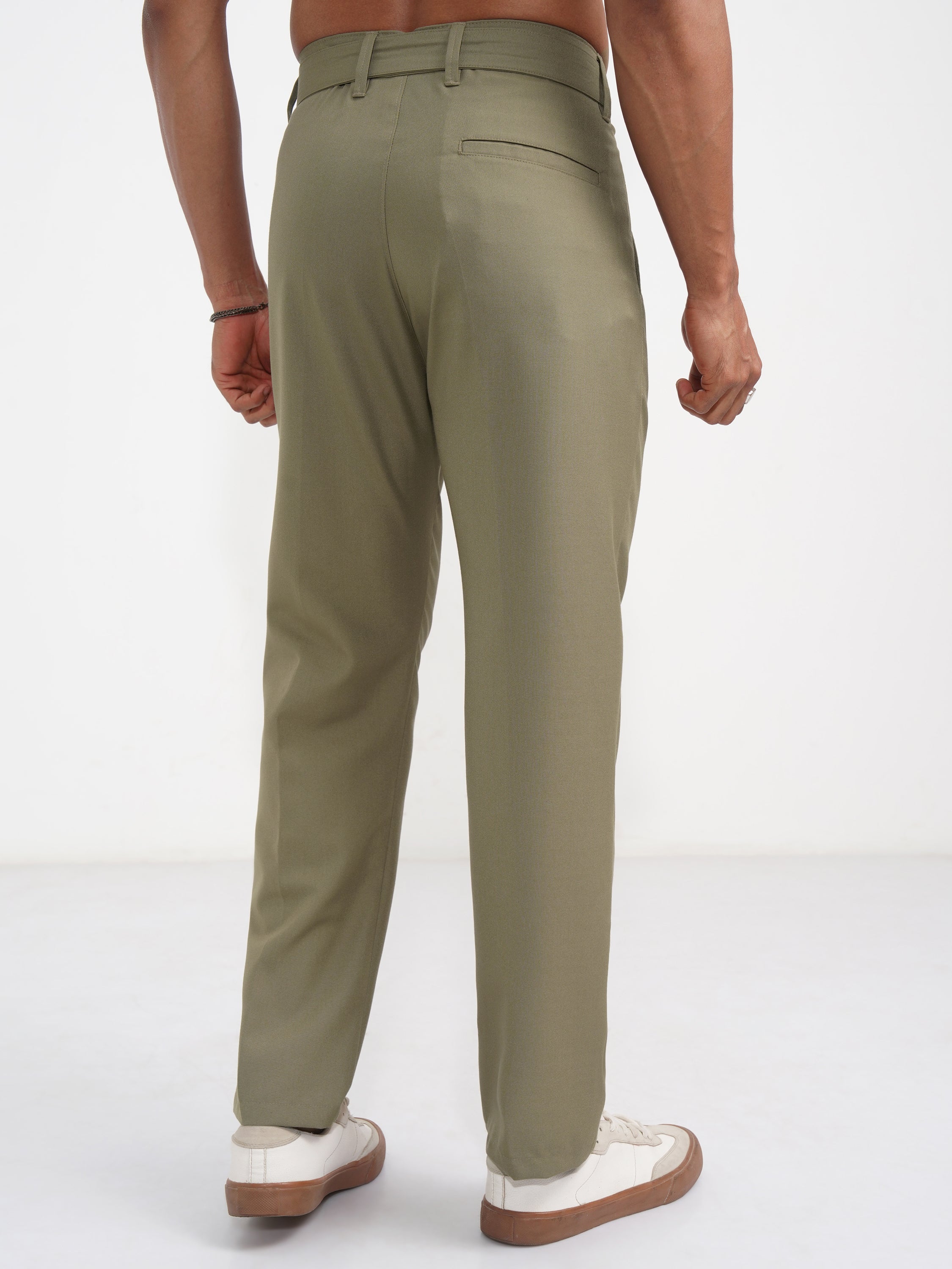 Highlander Men Green Regular Fit Solid Korean Pant - Green - Image 3