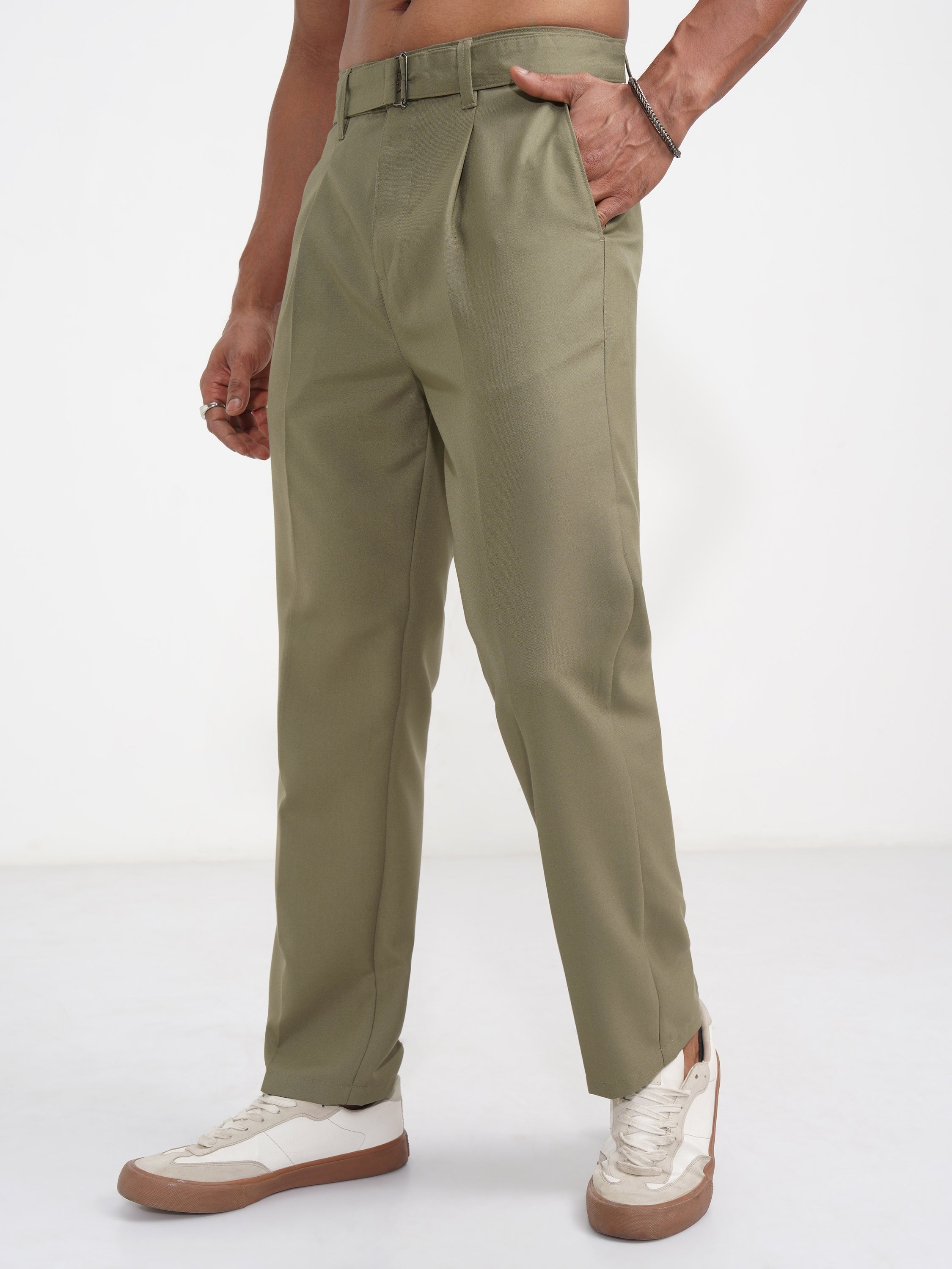 Highlander Men Green Regular Fit Solid Korean Pant - Green - Image 4