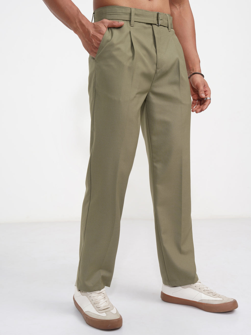 Highlander Men Green Regular Fit Solid Korean Pant - Green - Image 6