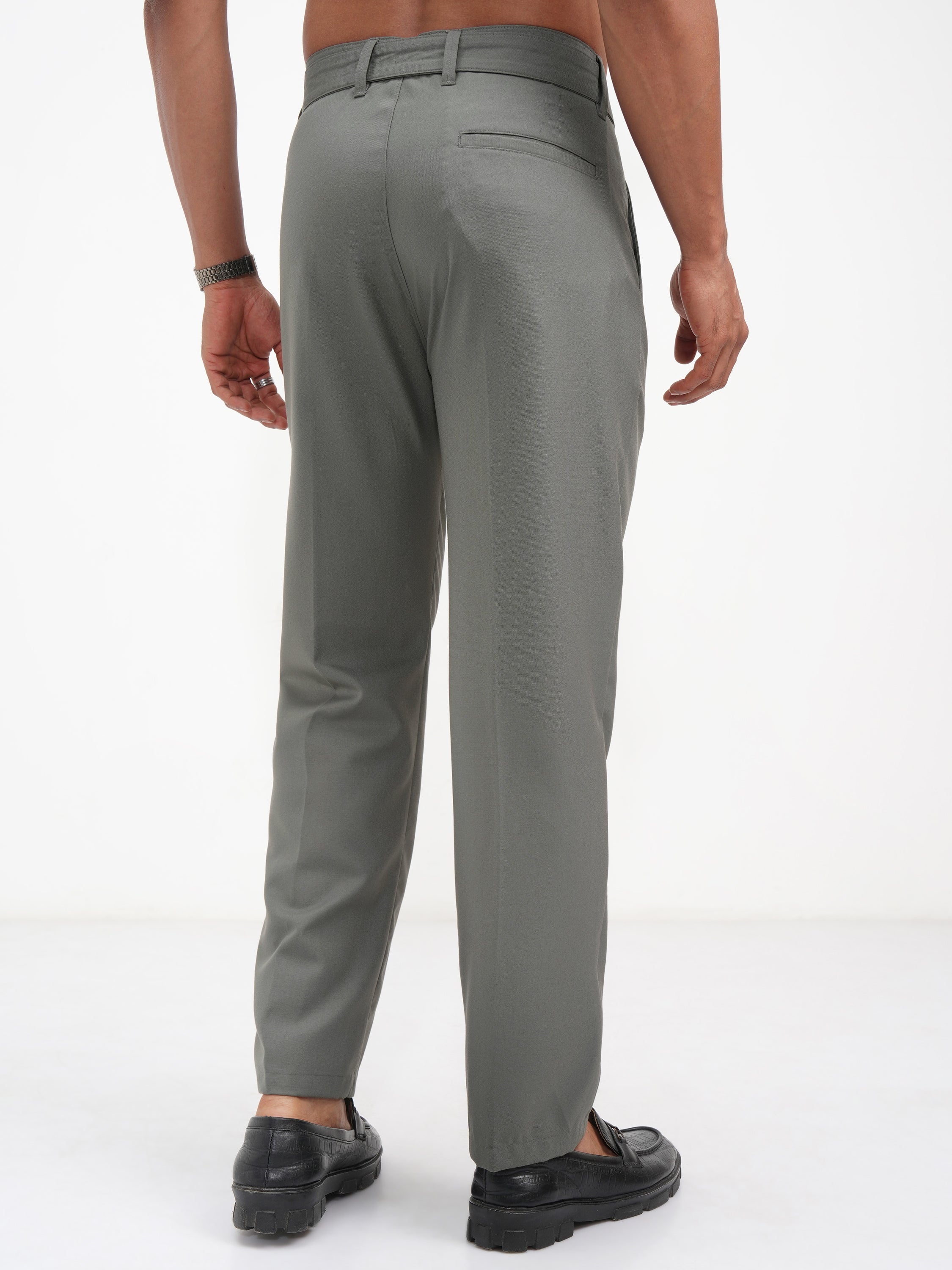 Highlander Men Grey Regular Fit Solid Korean Pant - Grey - Image 3