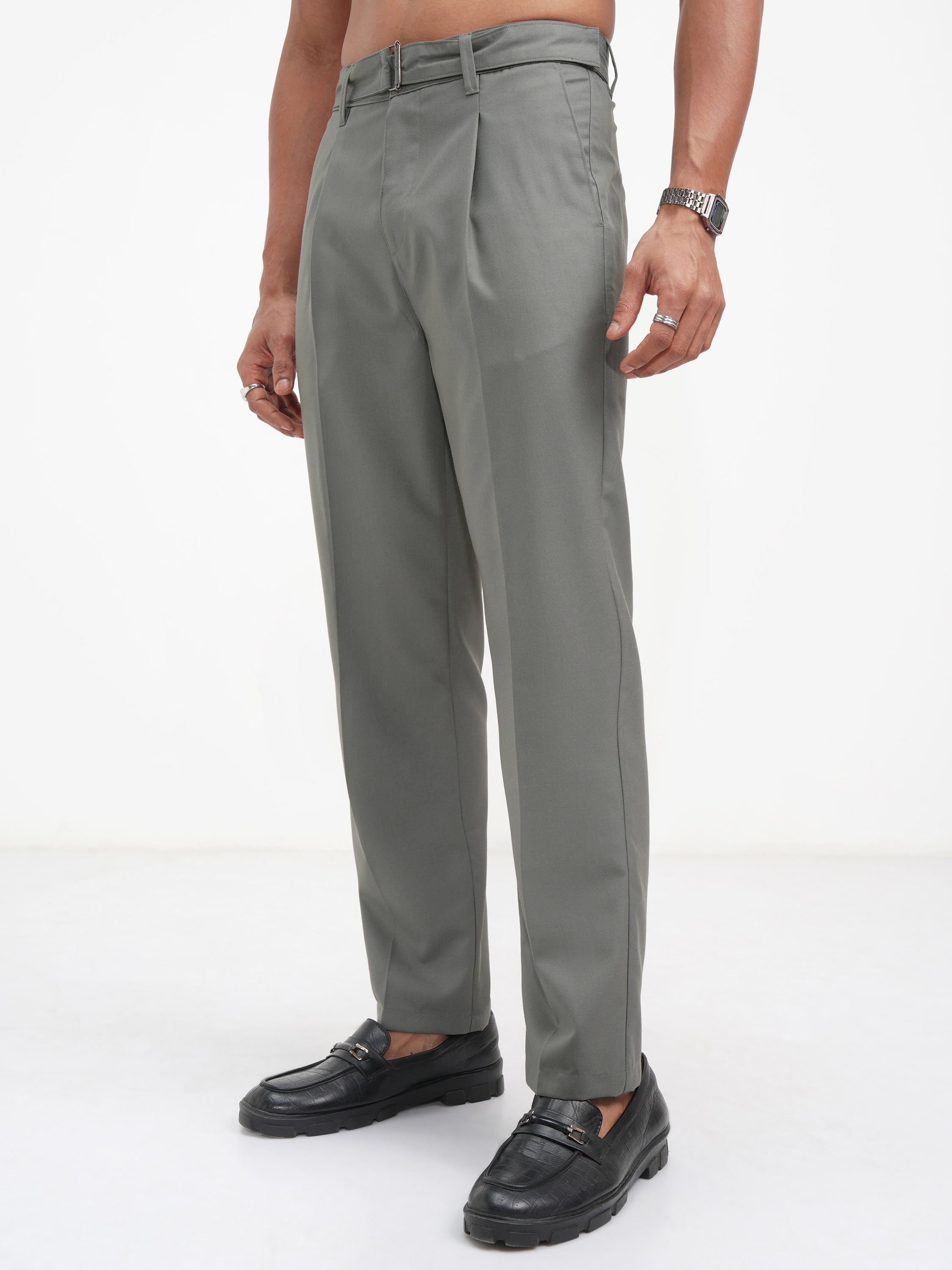 Highlander Men Grey Regular Fit Solid Korean Pant - Grey - Image 4