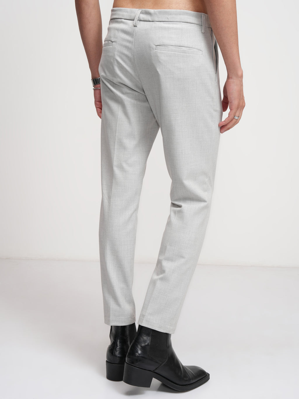 Highlander Men Grey Slim Fit Solid Formal Trouser - Grey - Image 3