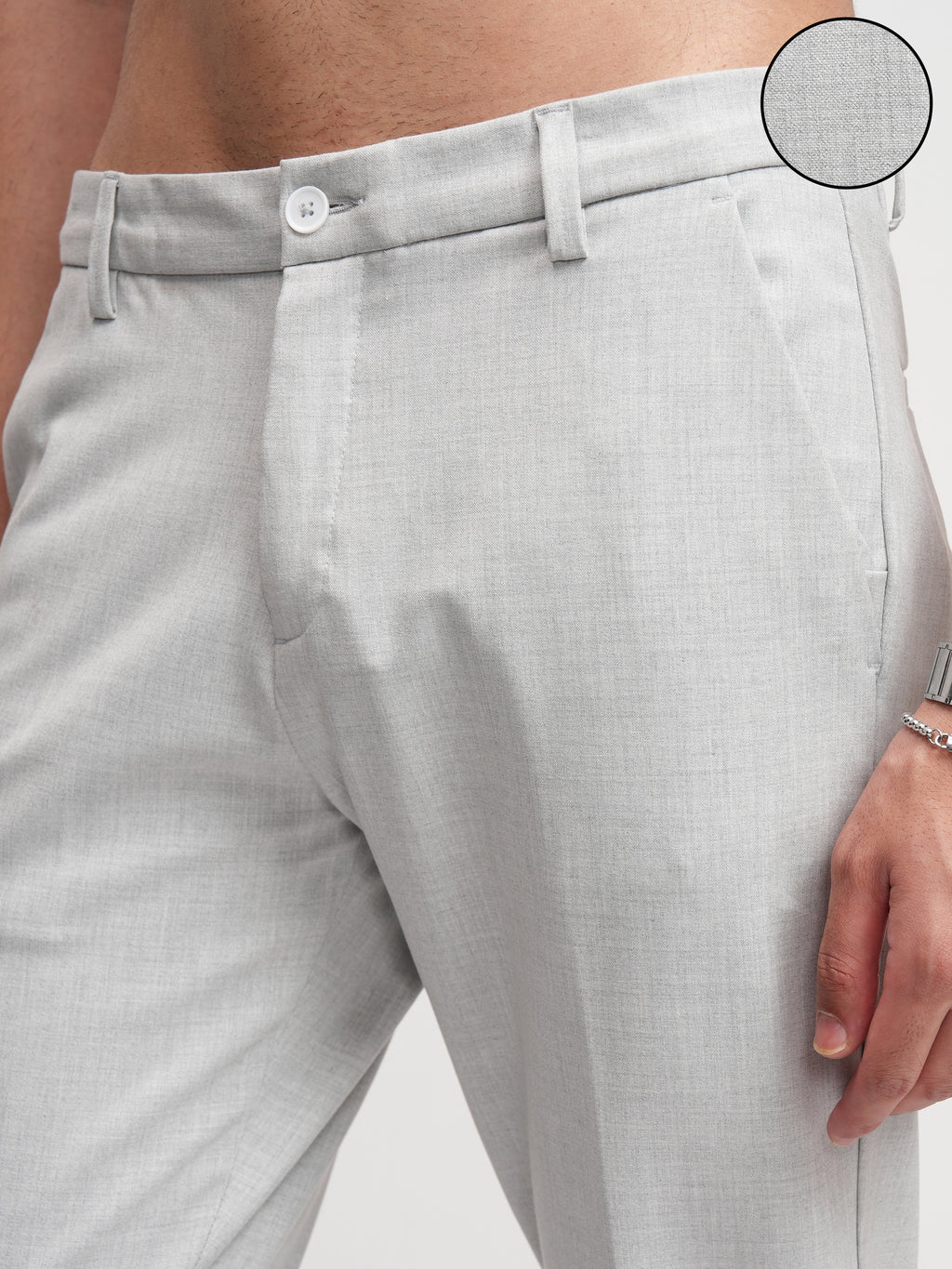 Highlander Men Grey Slim Fit Solid Formal Trouser - Grey - Image 5