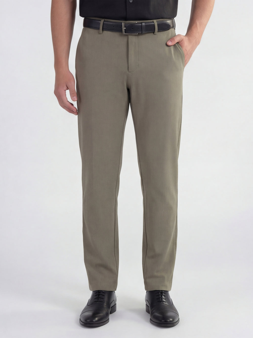Highlander Men Olive Slim Fit Solid Formal Trouser - Olive - Image 1