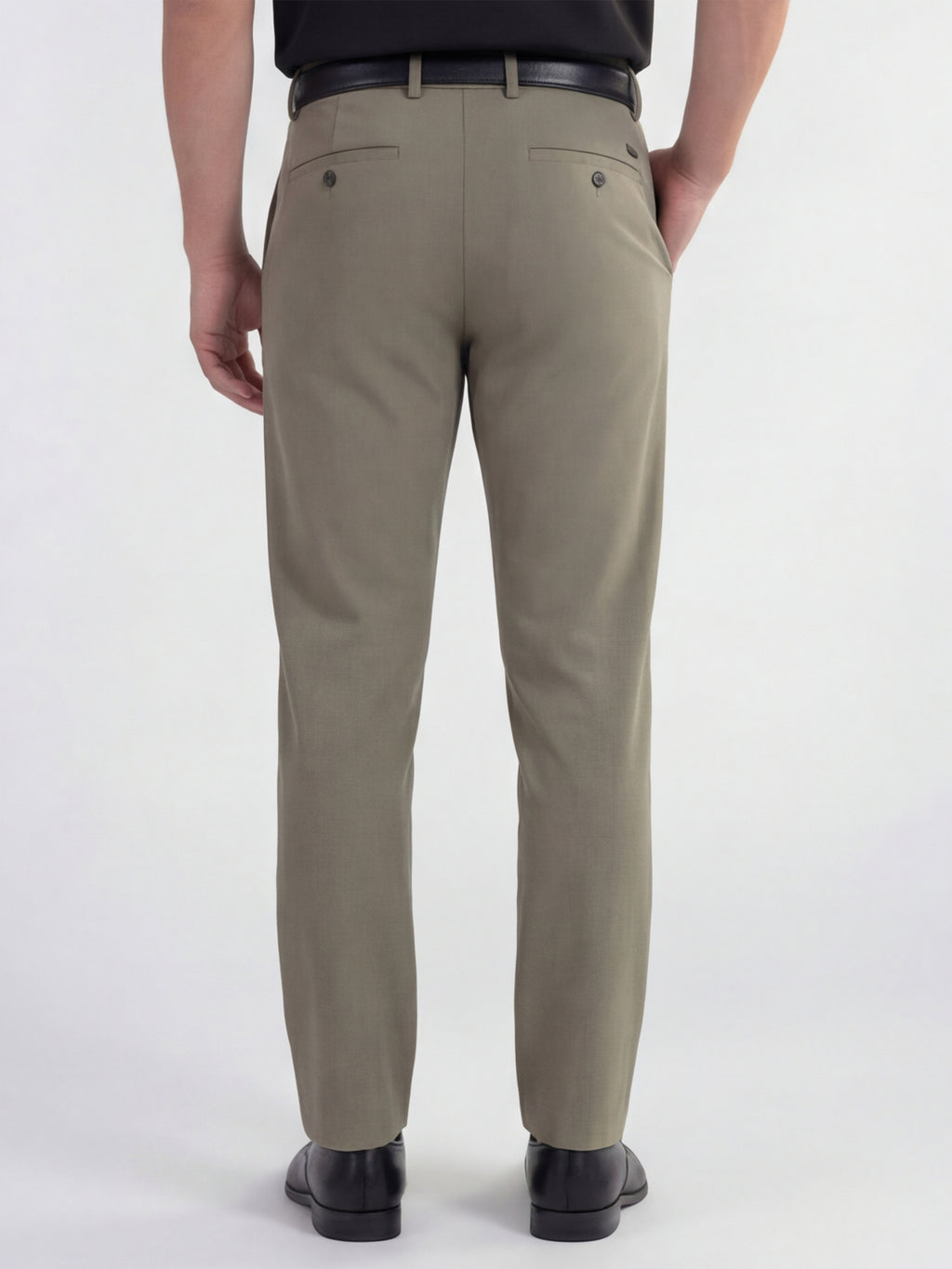 Highlander Men Olive Slim Fit Solid Formal Trouser - Olive - Image 3
