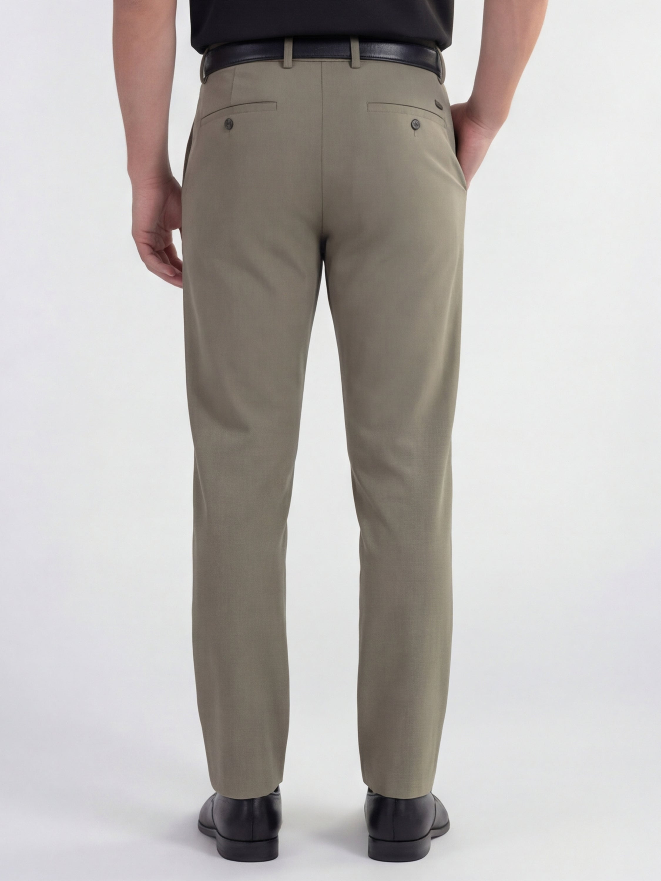 Highlander Men Olive Slim Fit Solid Formal Trouser - Olive - Image 3