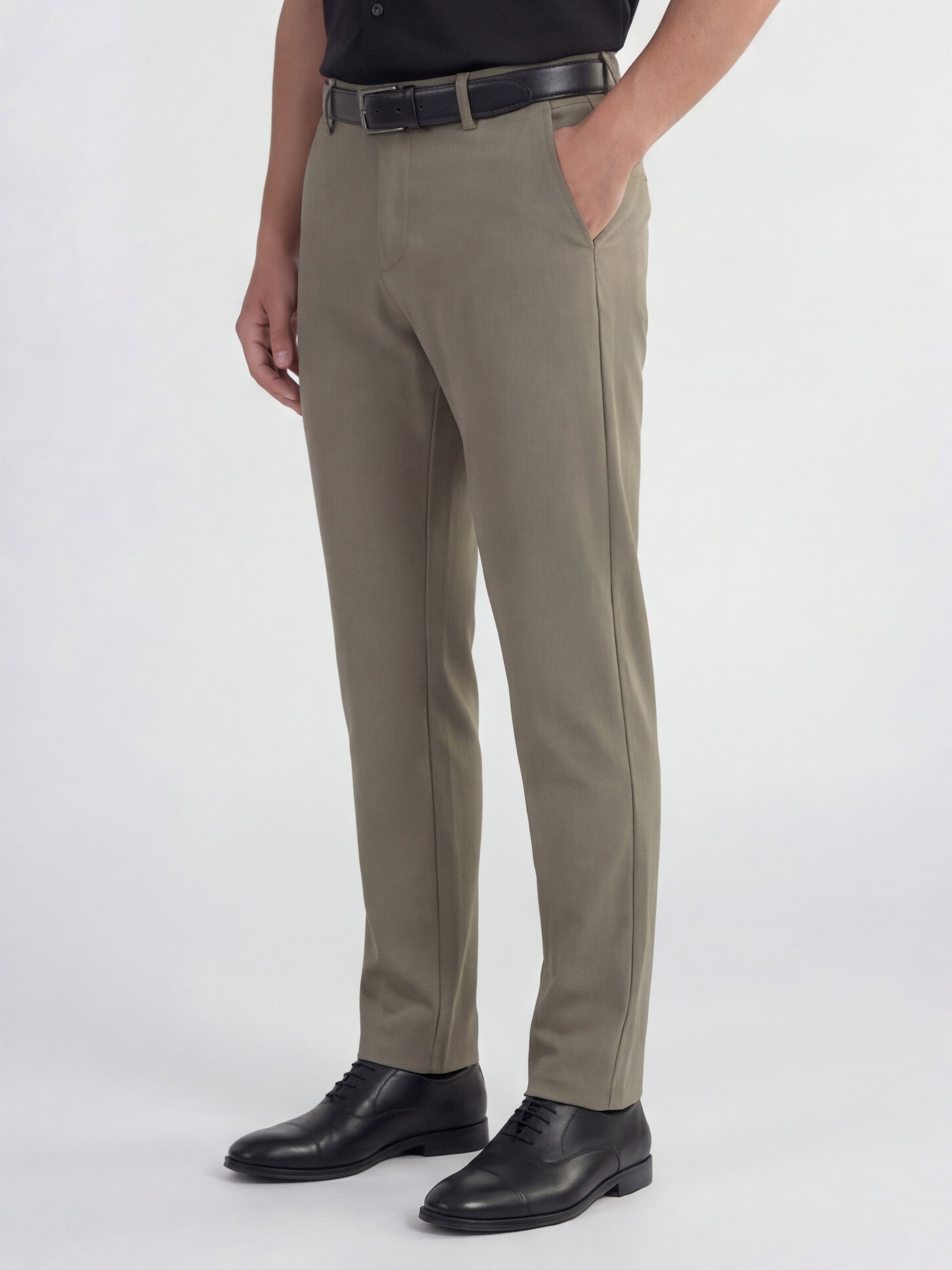 Highlander Men Olive Slim Fit Solid Formal Trouser - Olive - Image 4