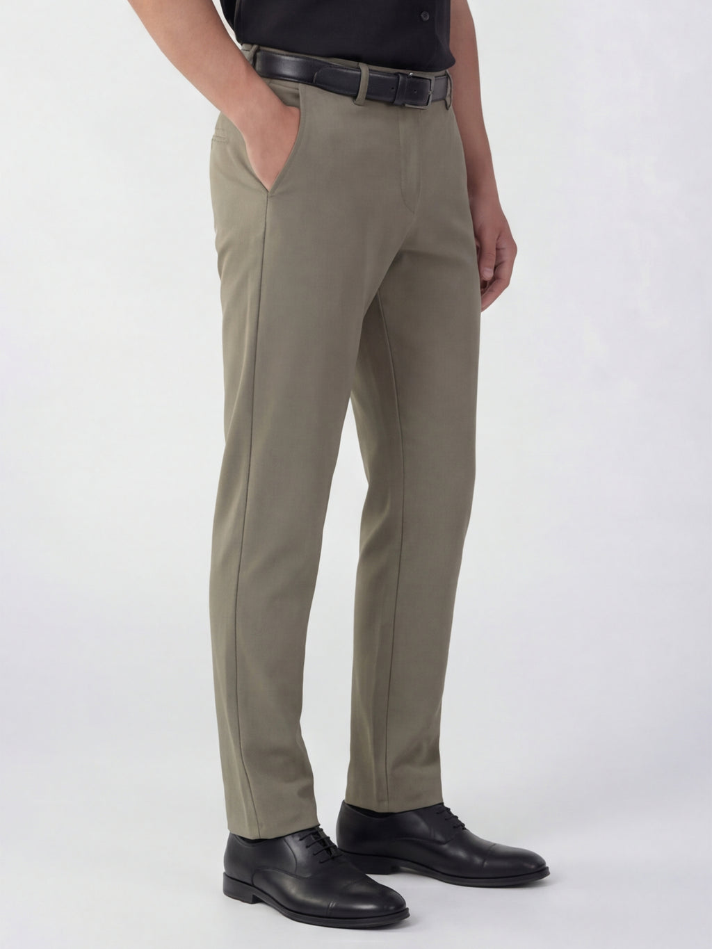 Highlander Men Olive Slim Fit Solid Formal Trouser - Olive - Image 6