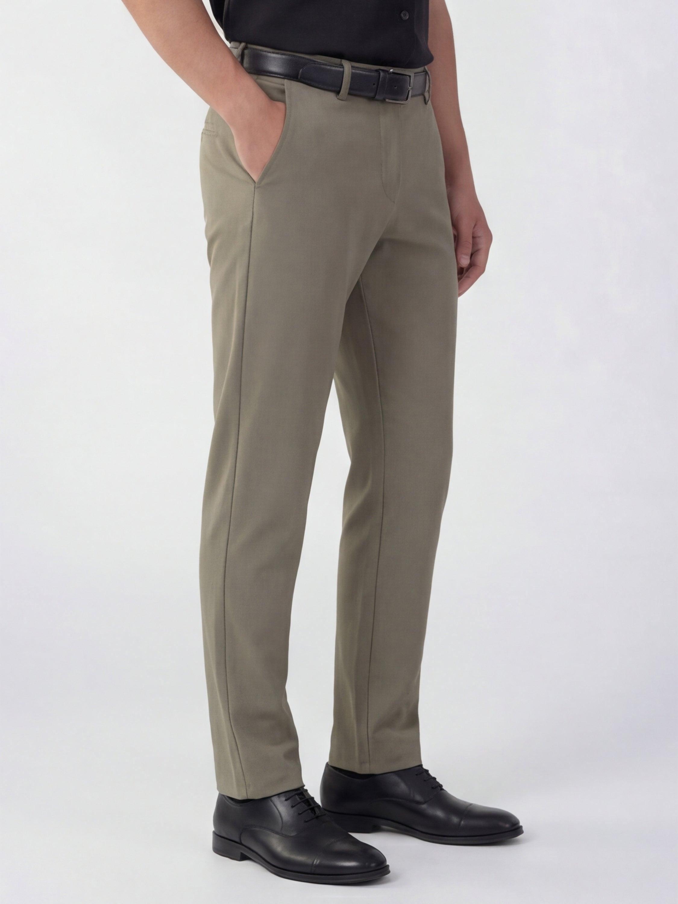 Highlander Men Olive Slim Fit Solid Formal Trouser - Olive - Image 6