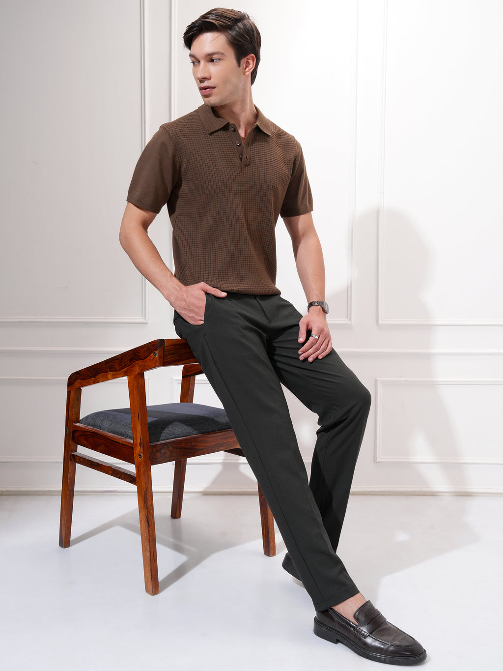 Highlander Men Black Slim Fit Solid Casual Trouser - Black - Image 2